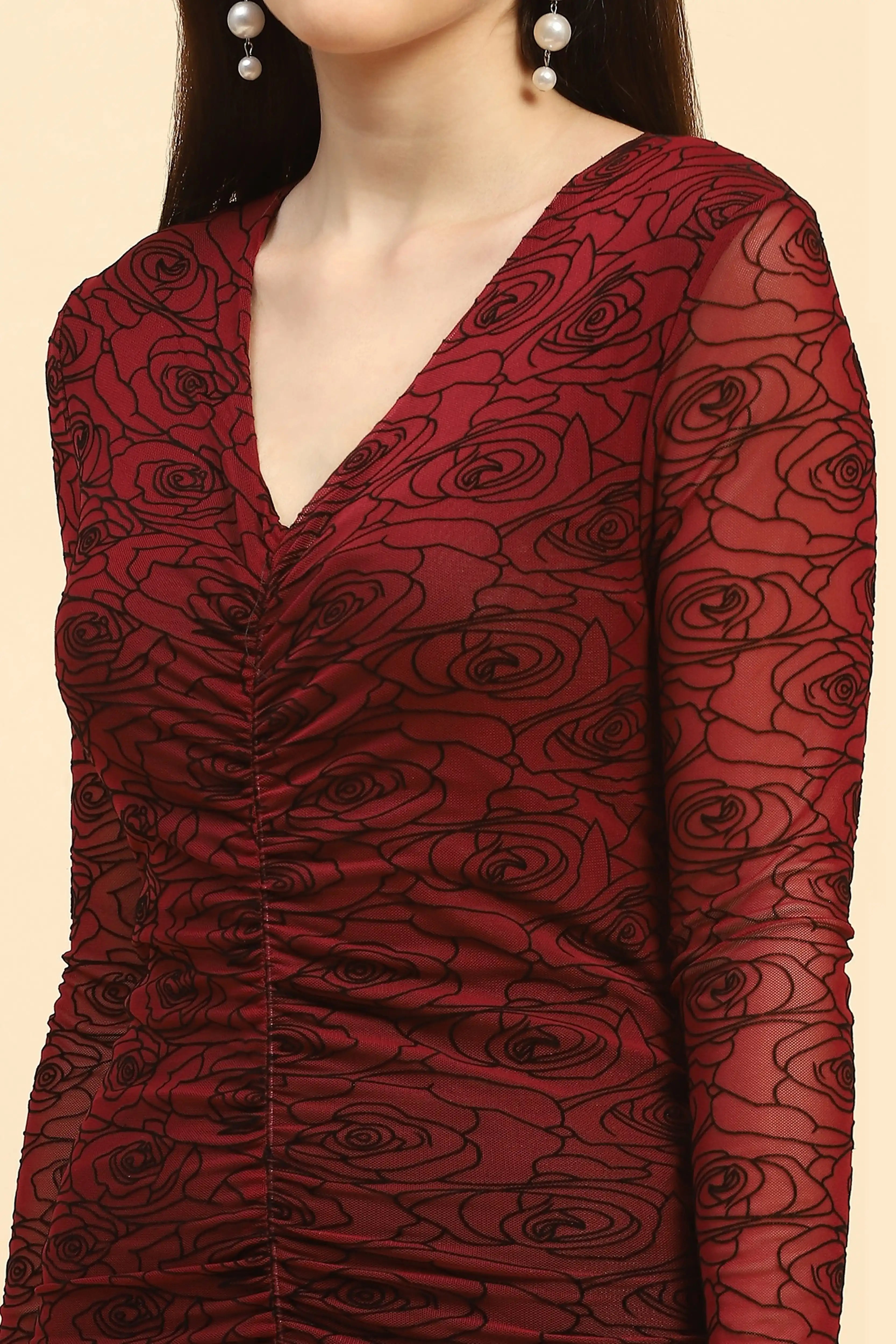 Maroon Stretchable Dress
