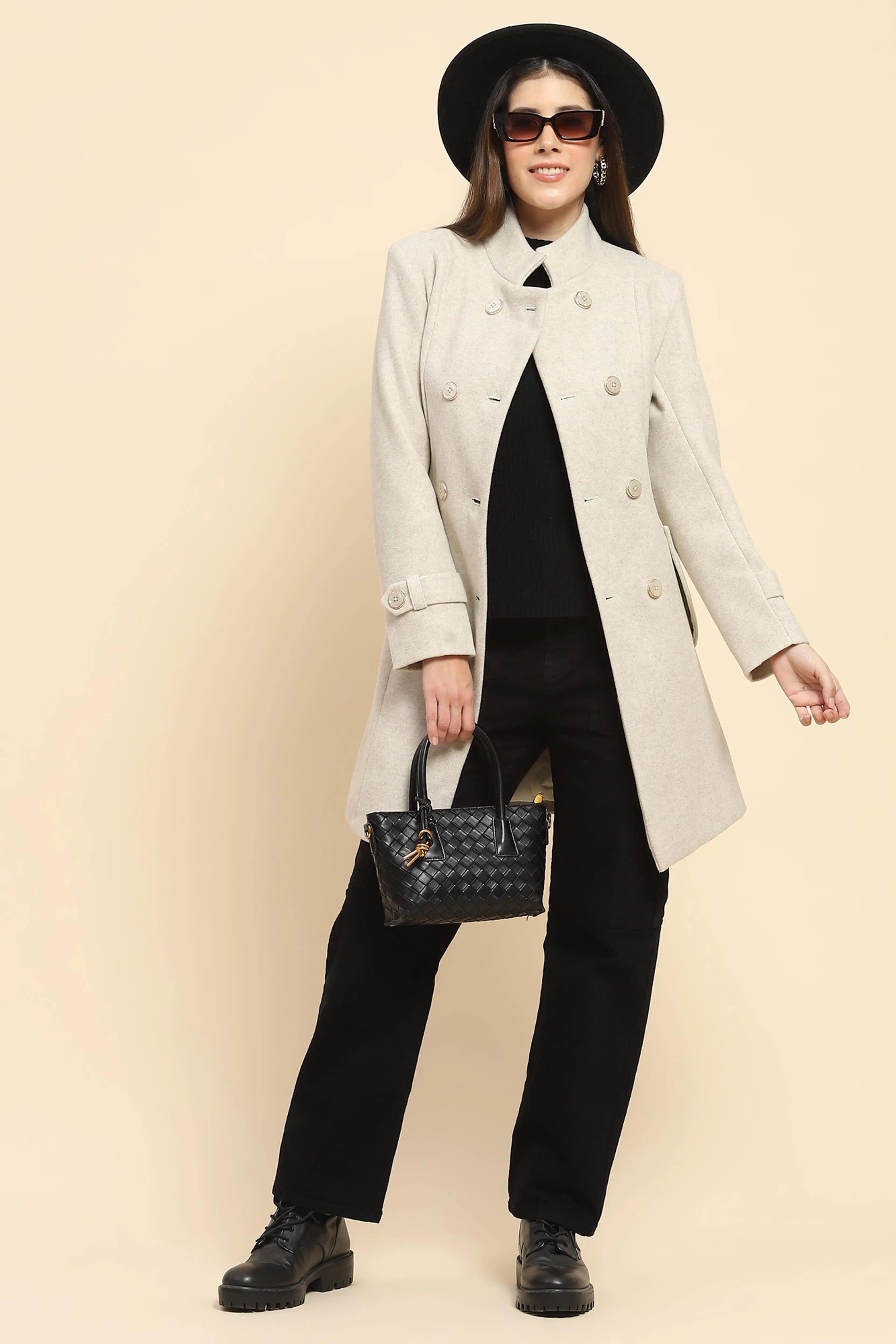 Beige  Long Winter Coat - Global Republic