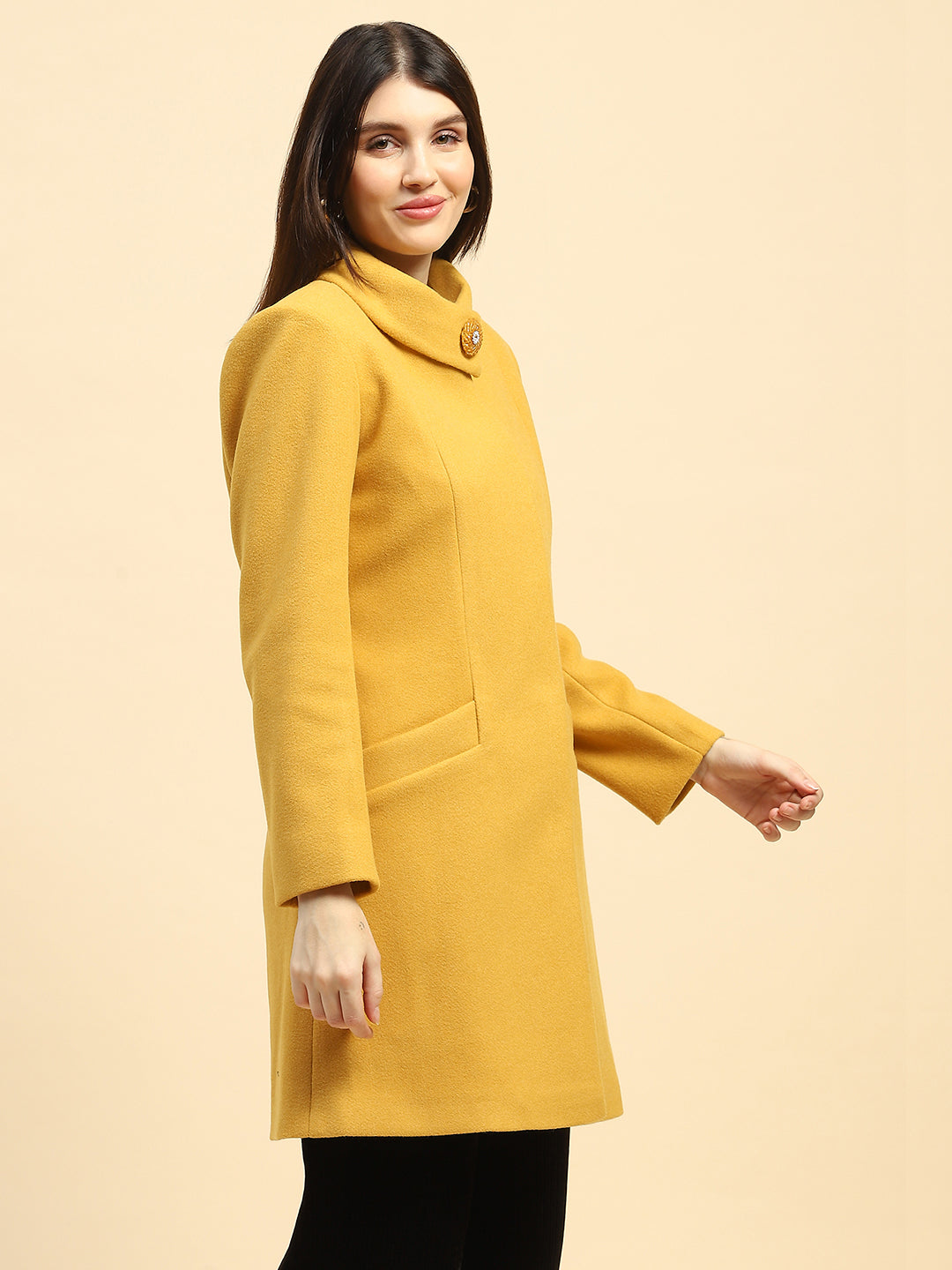 Long mustard coat sales