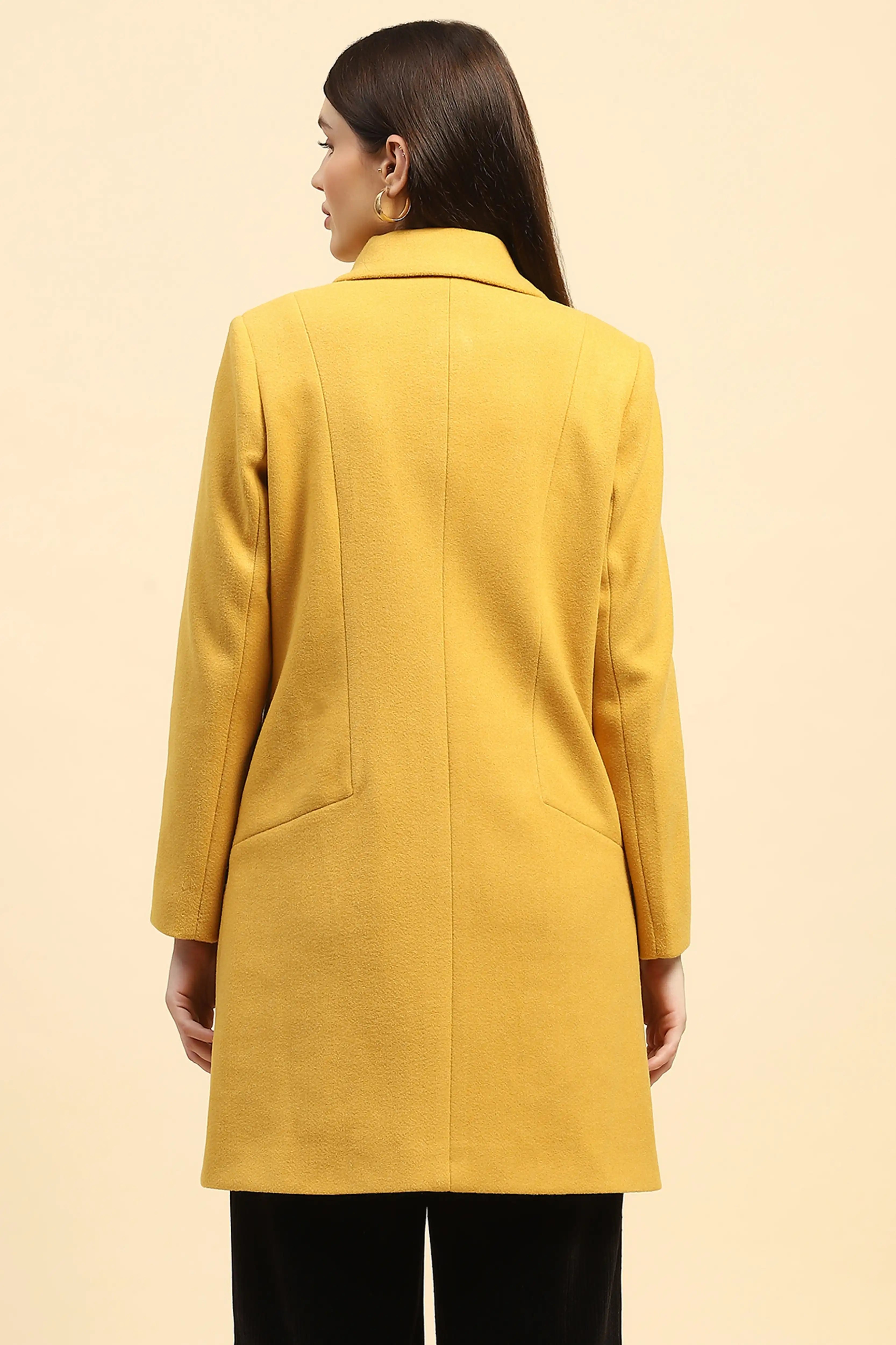 Mustard Solid Long Coat