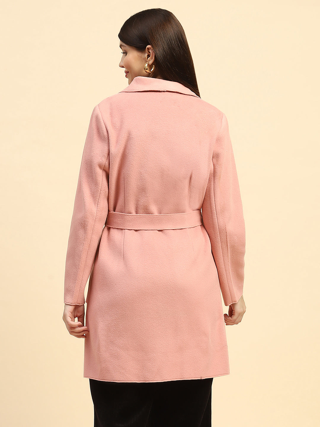 Pink Solid  Viscose Coat - Global Republic