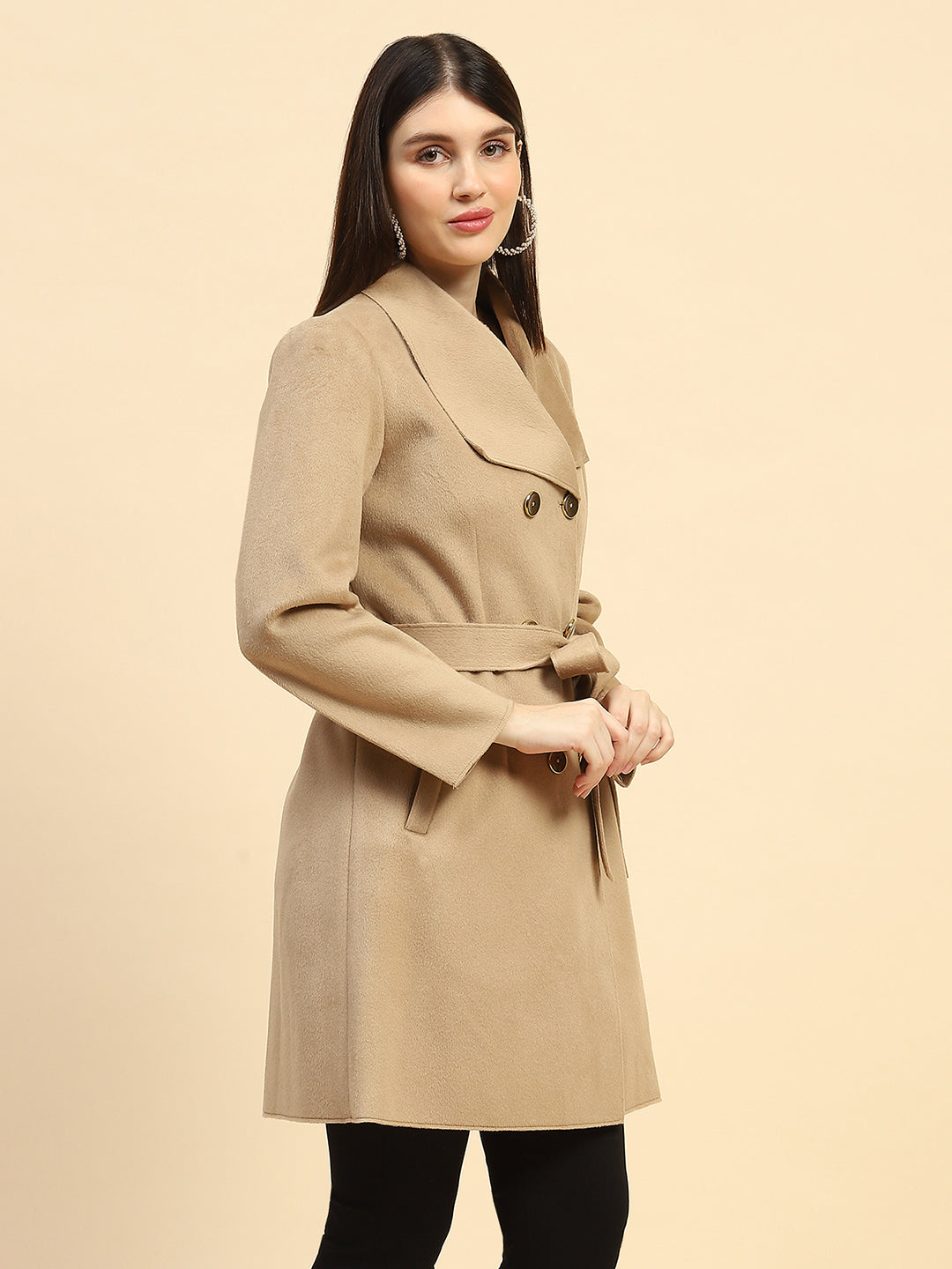 Mouse Solid  Viscose Long Coat - Global Republic