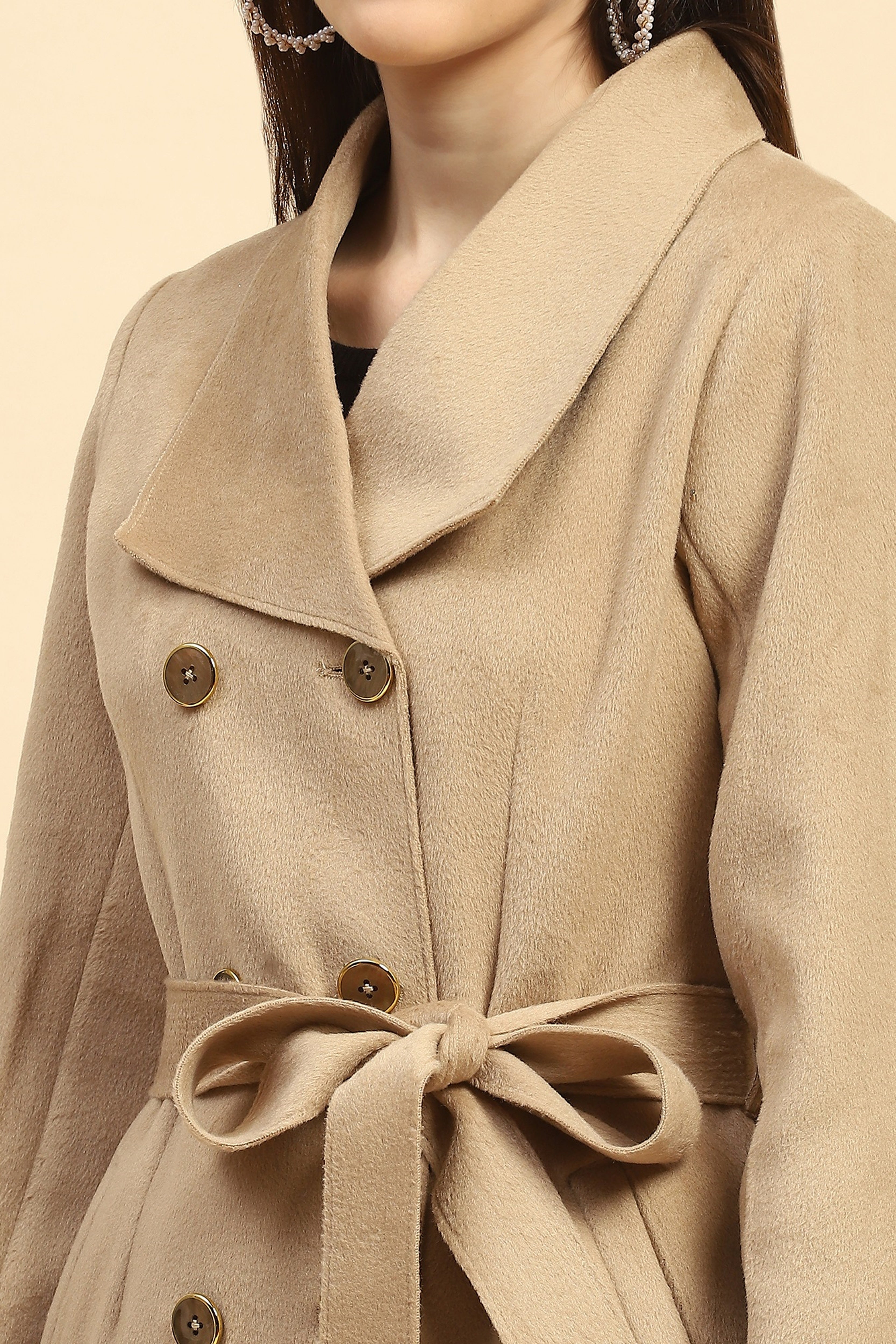 Mouse Solid Viscose Long Coat