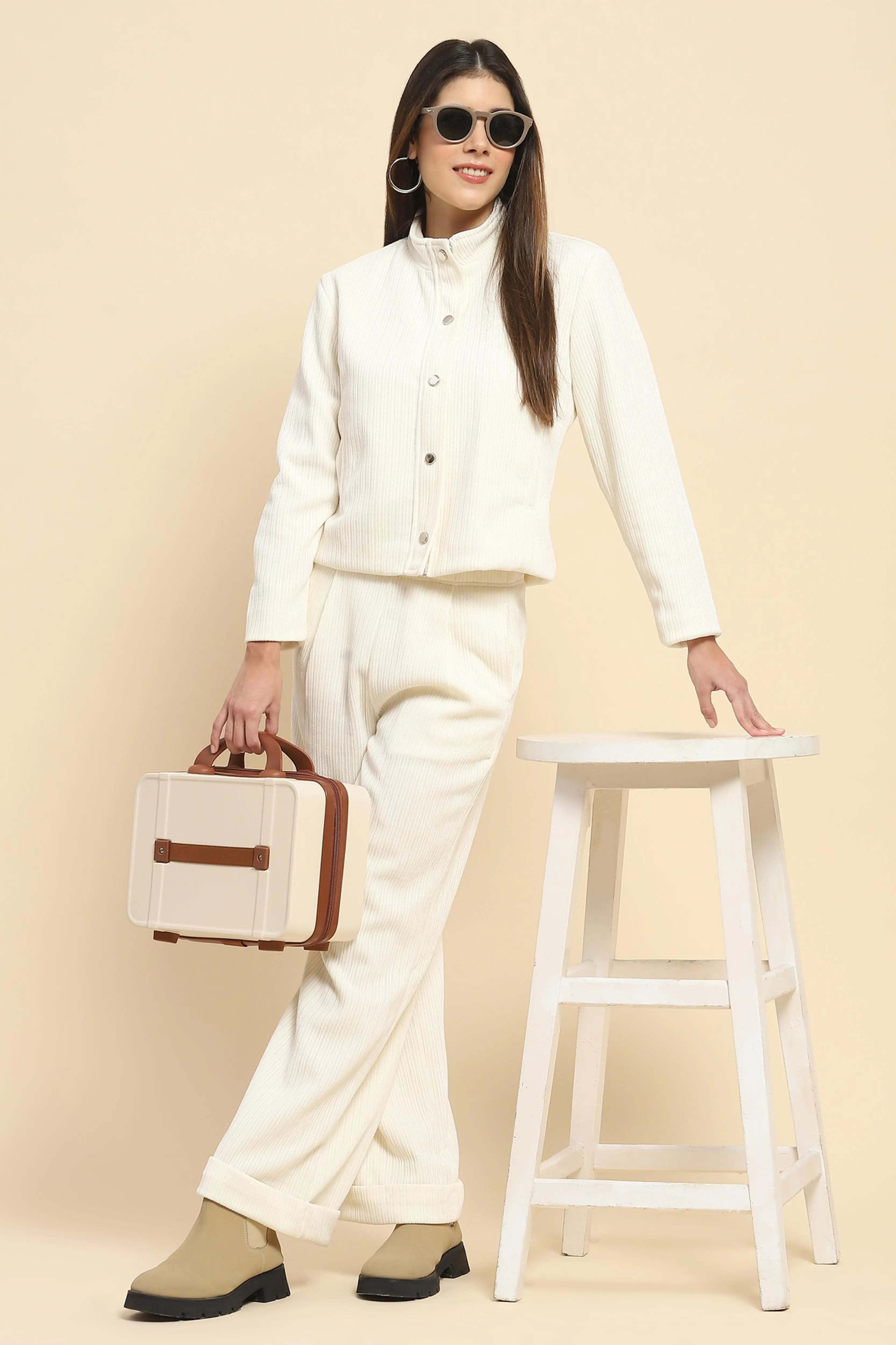 Ecru  Short Winter Jacket - Global Republic