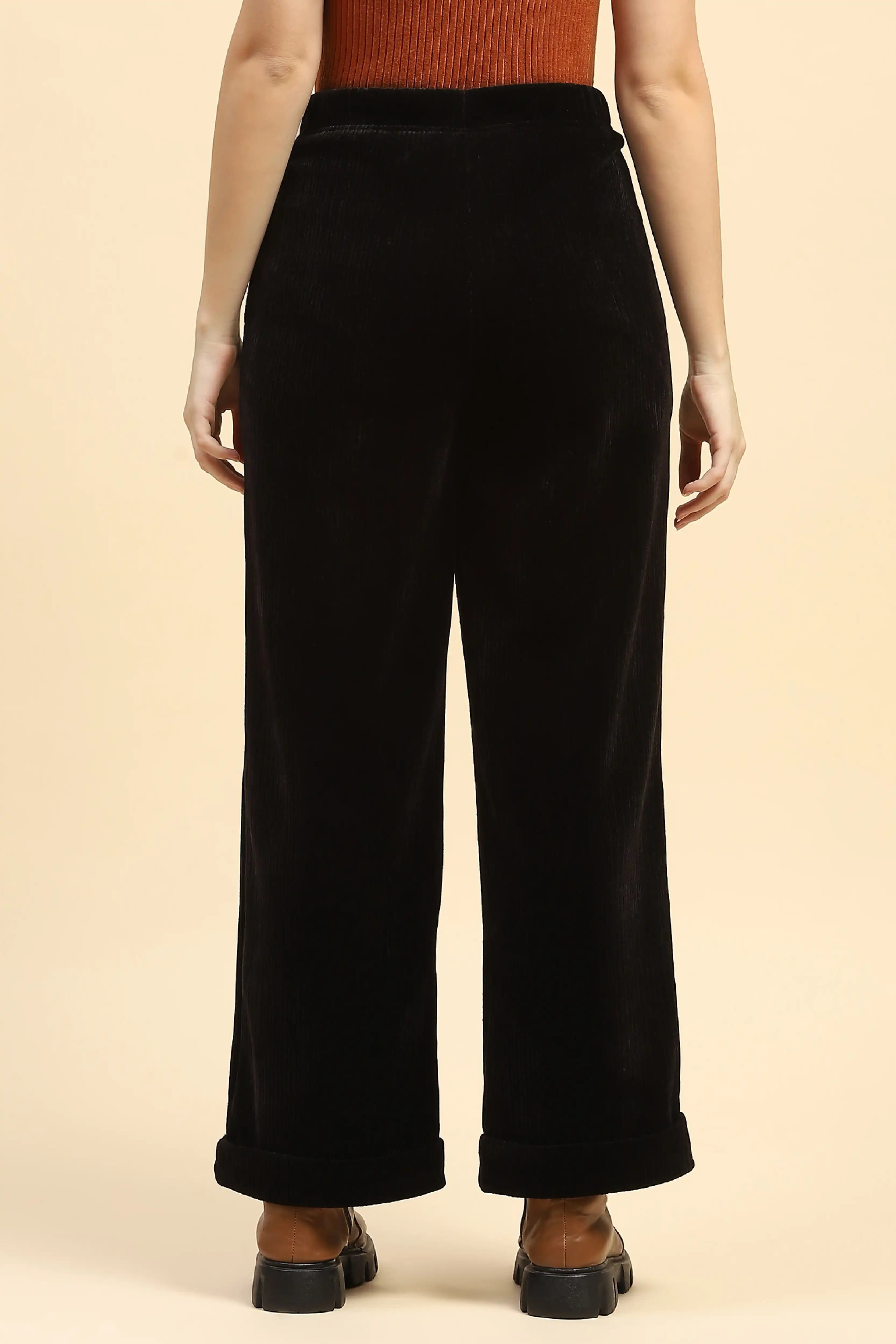 Black Solid Winter Lower