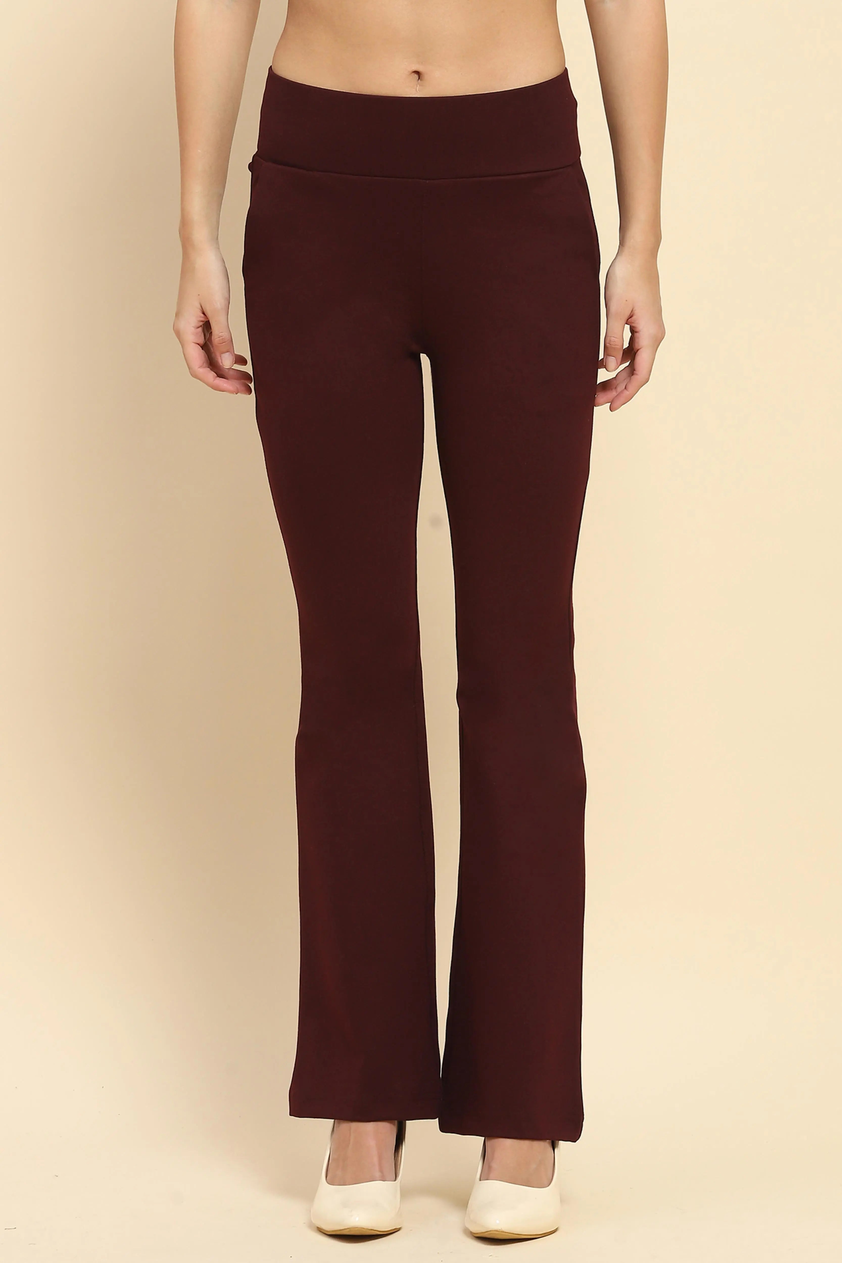 Burgundy Stretchable Bootcut Trouser - Global Republic