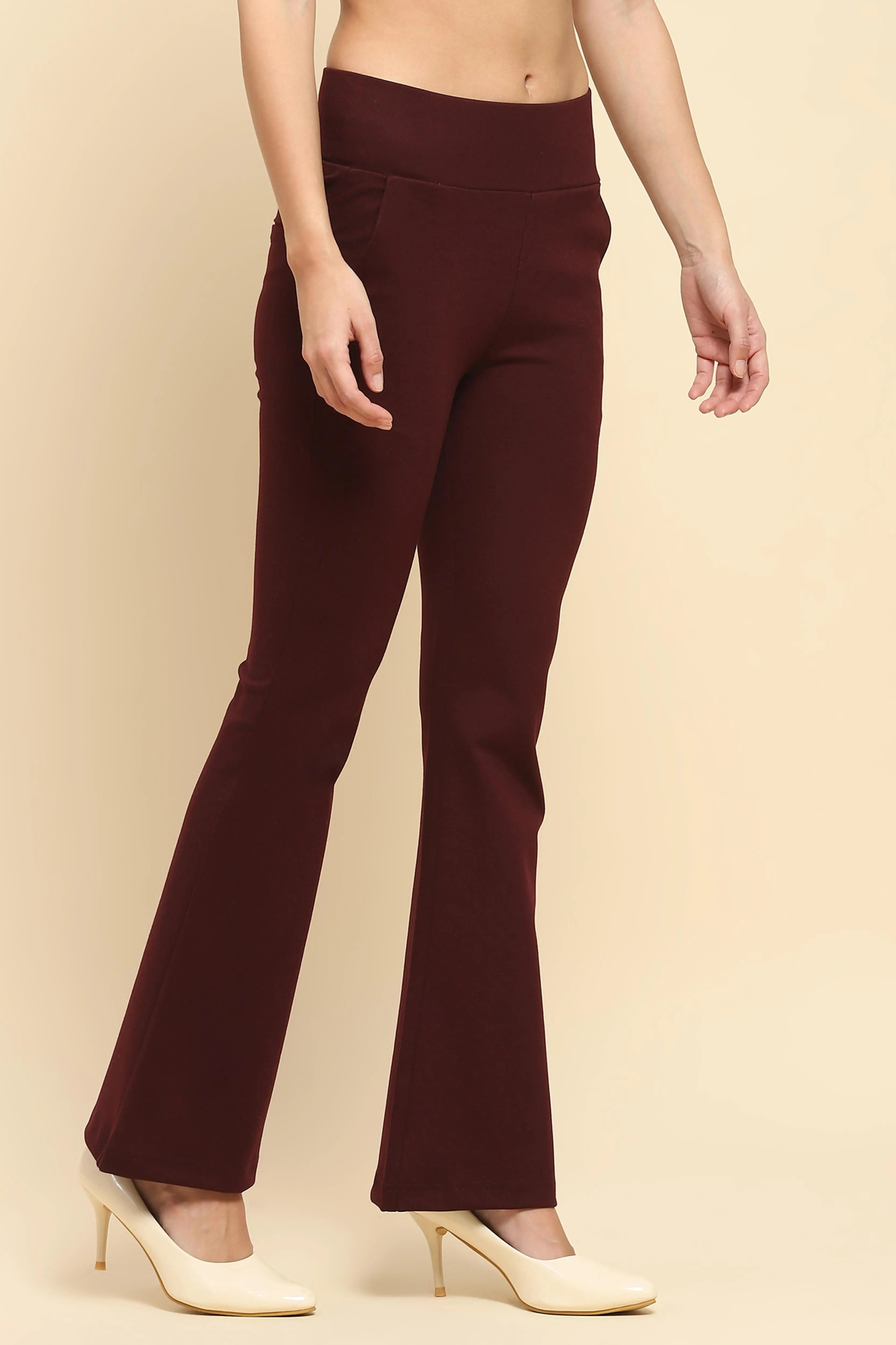 Burgundy Stretchable Bootcut Trouser - Global Republic