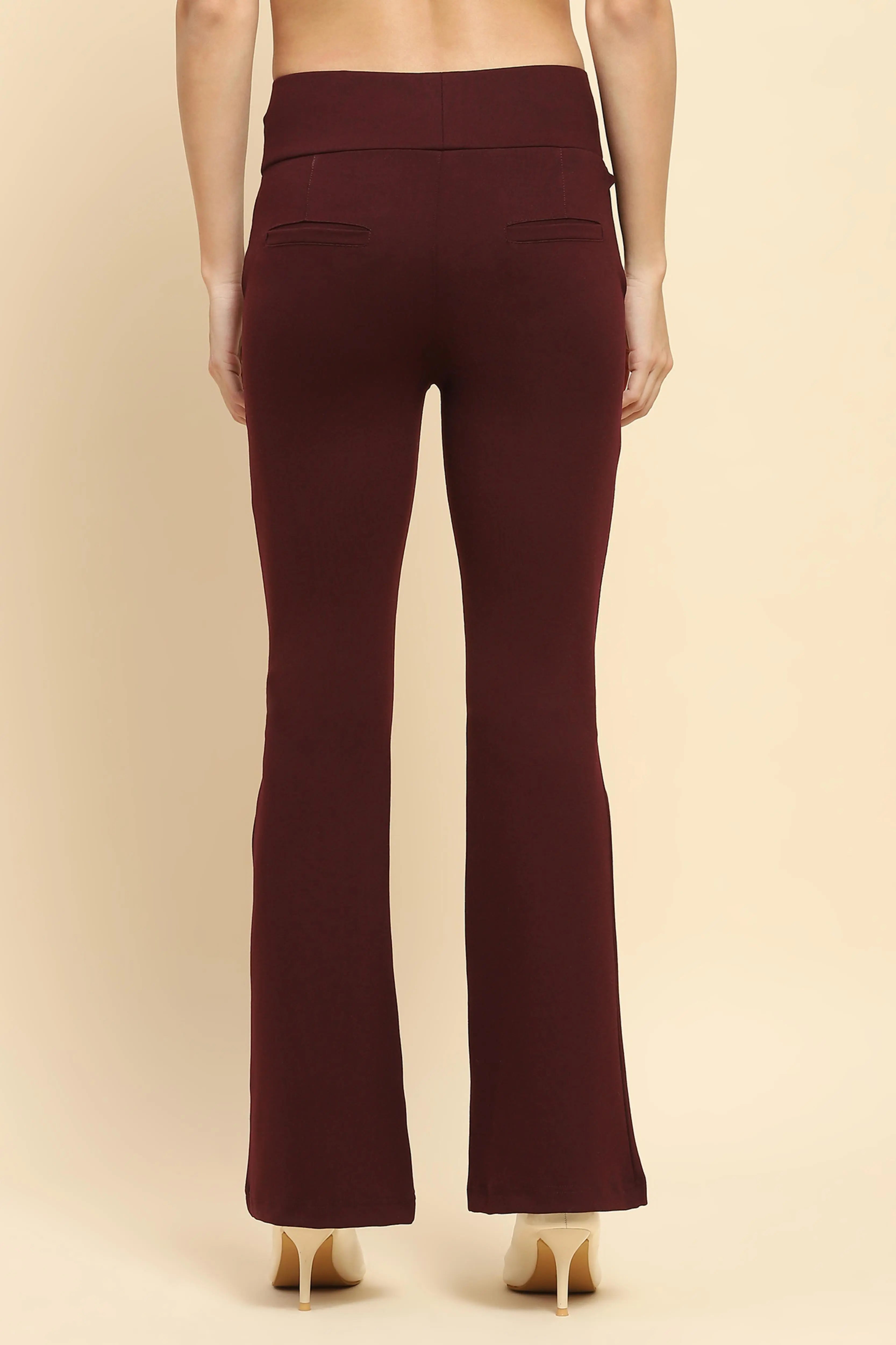 Burgundy Stretchable Bootcut Trouser - Global Republic