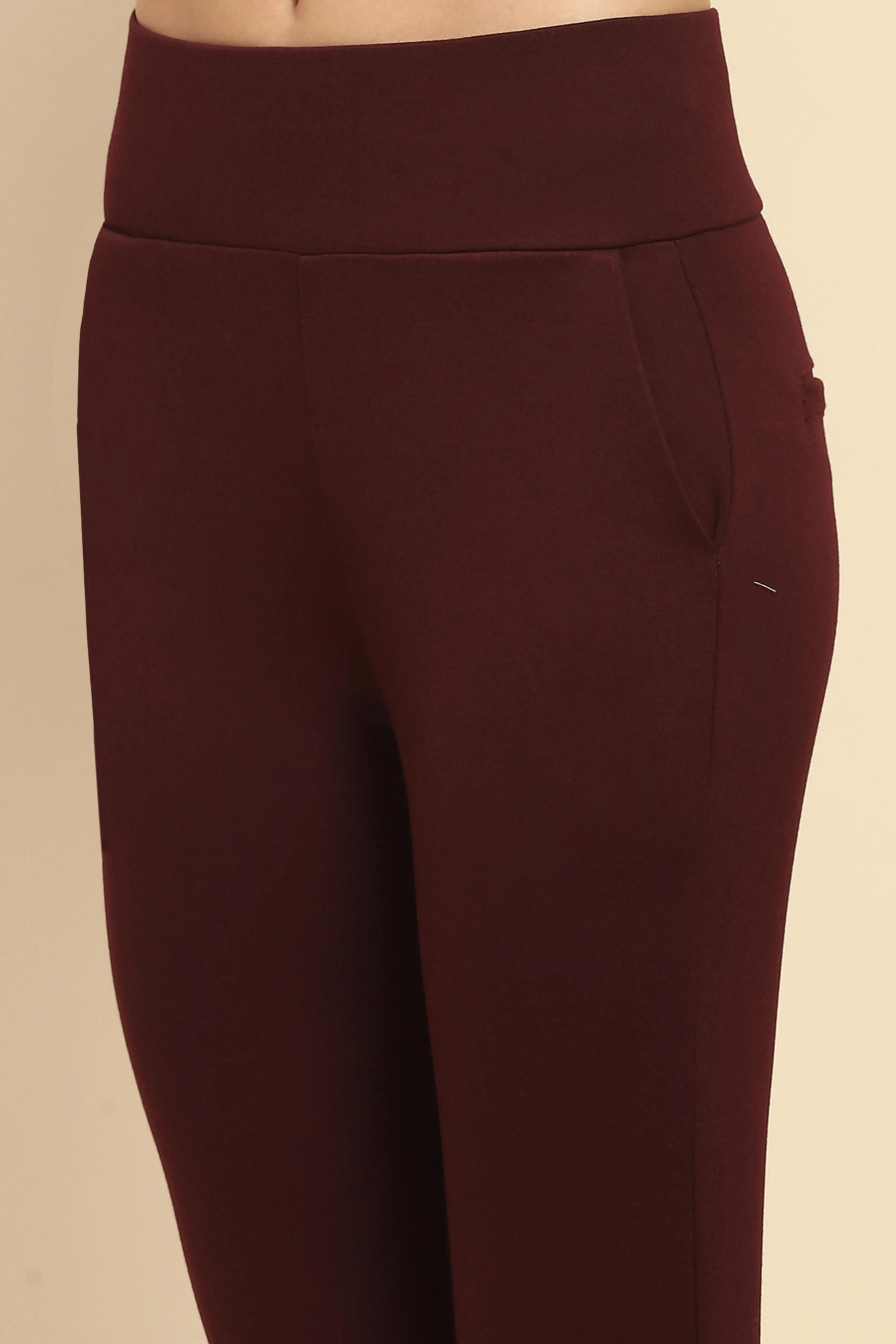 Burgundy Stretchable Bootcut Trouser - Global Republic