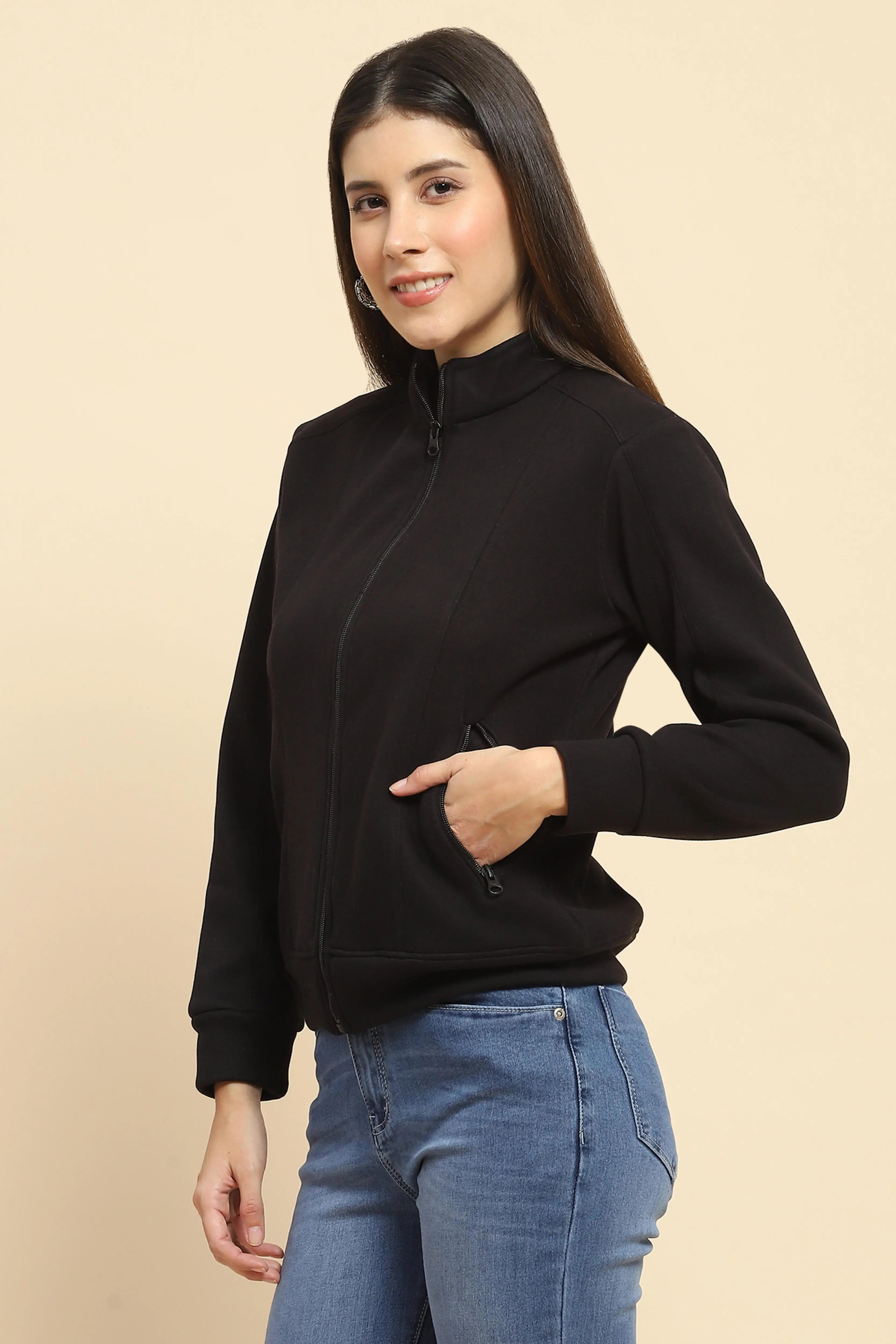 Black  Solid Sweatshirt - Global Republic