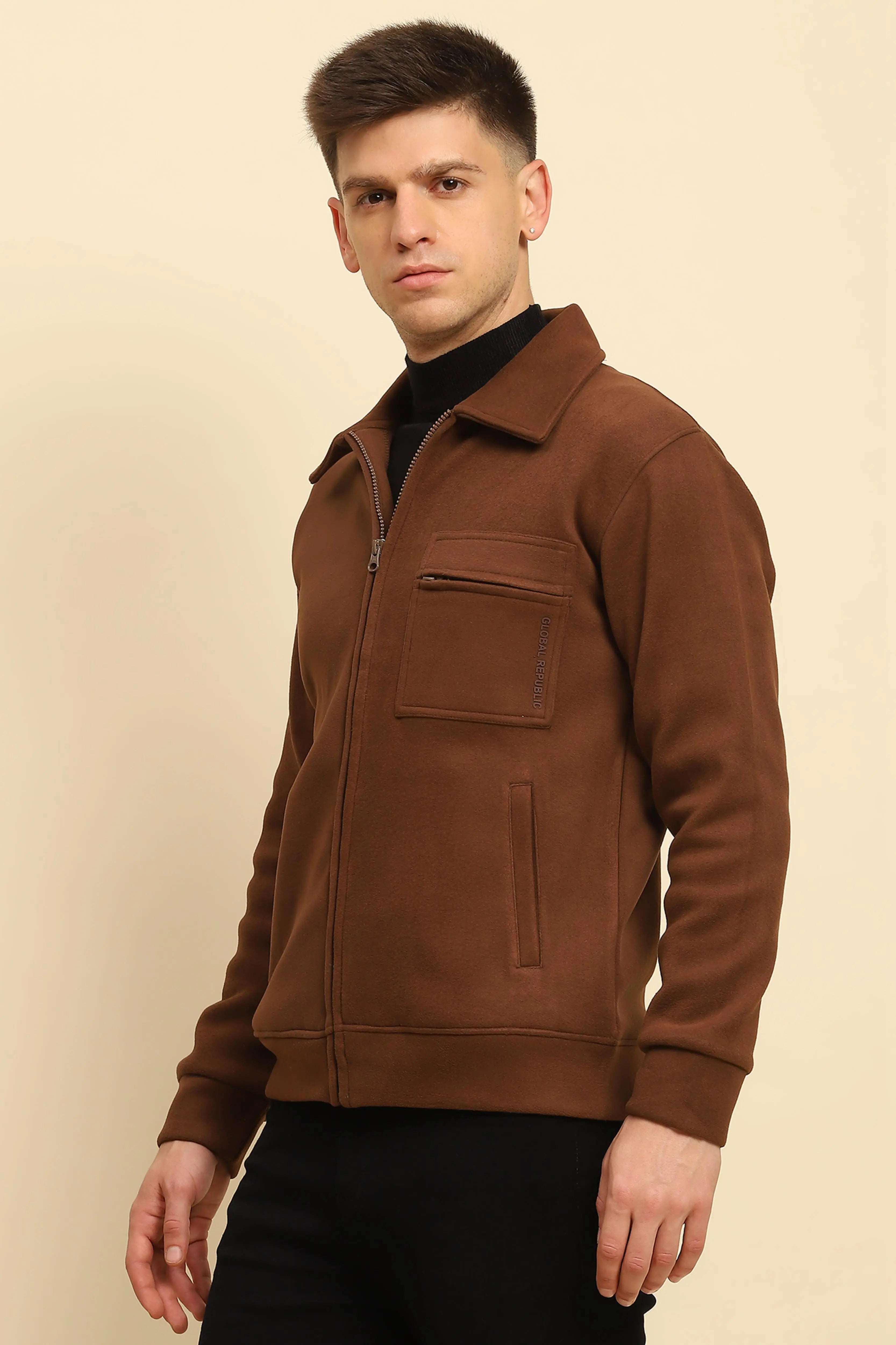 Coffee Solid Jacket - Global Republic