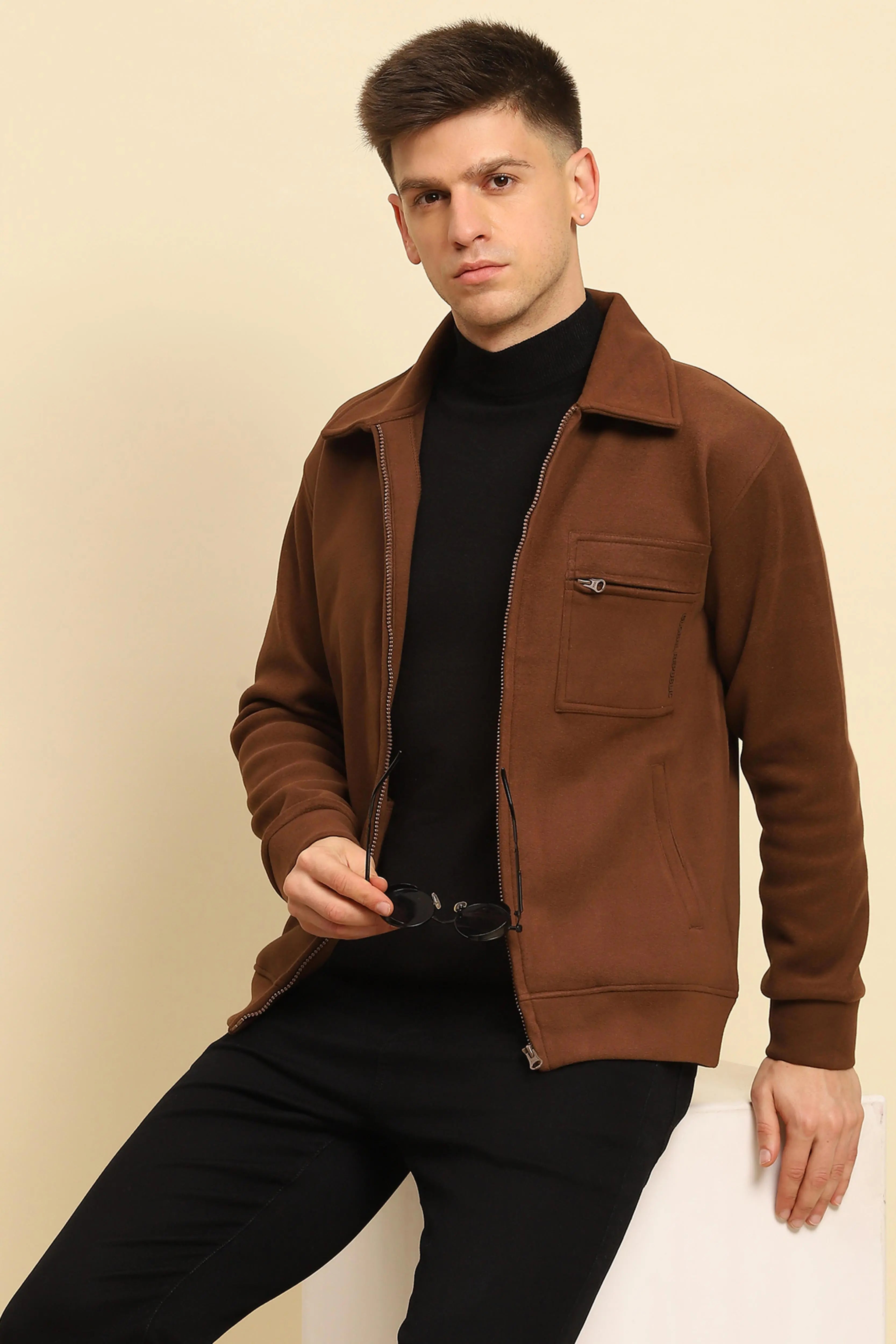 Coffee Solid Jacket - Global Republic