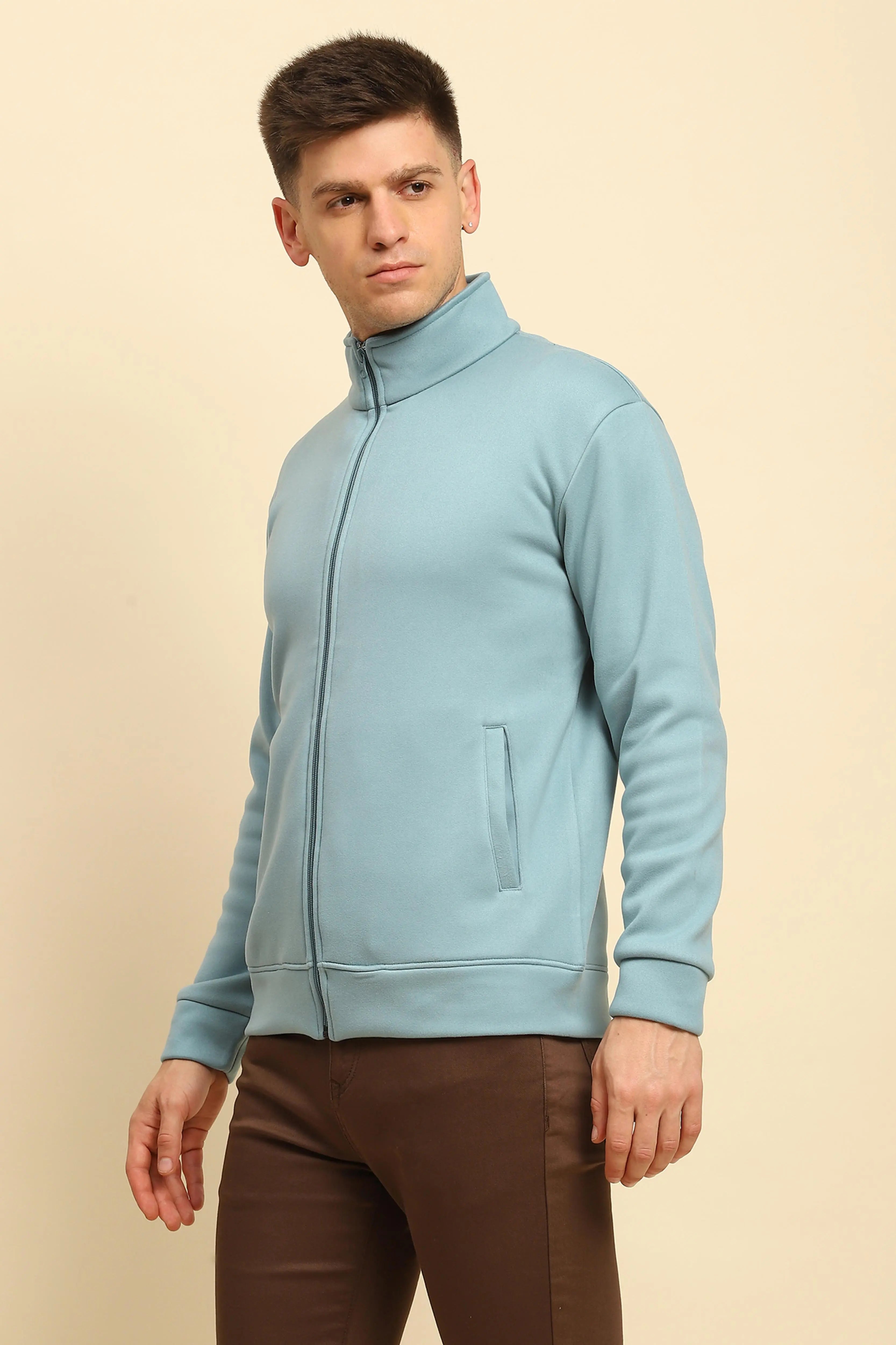 Blue Ploy Blend Solid Sweatshirt - Global Republic