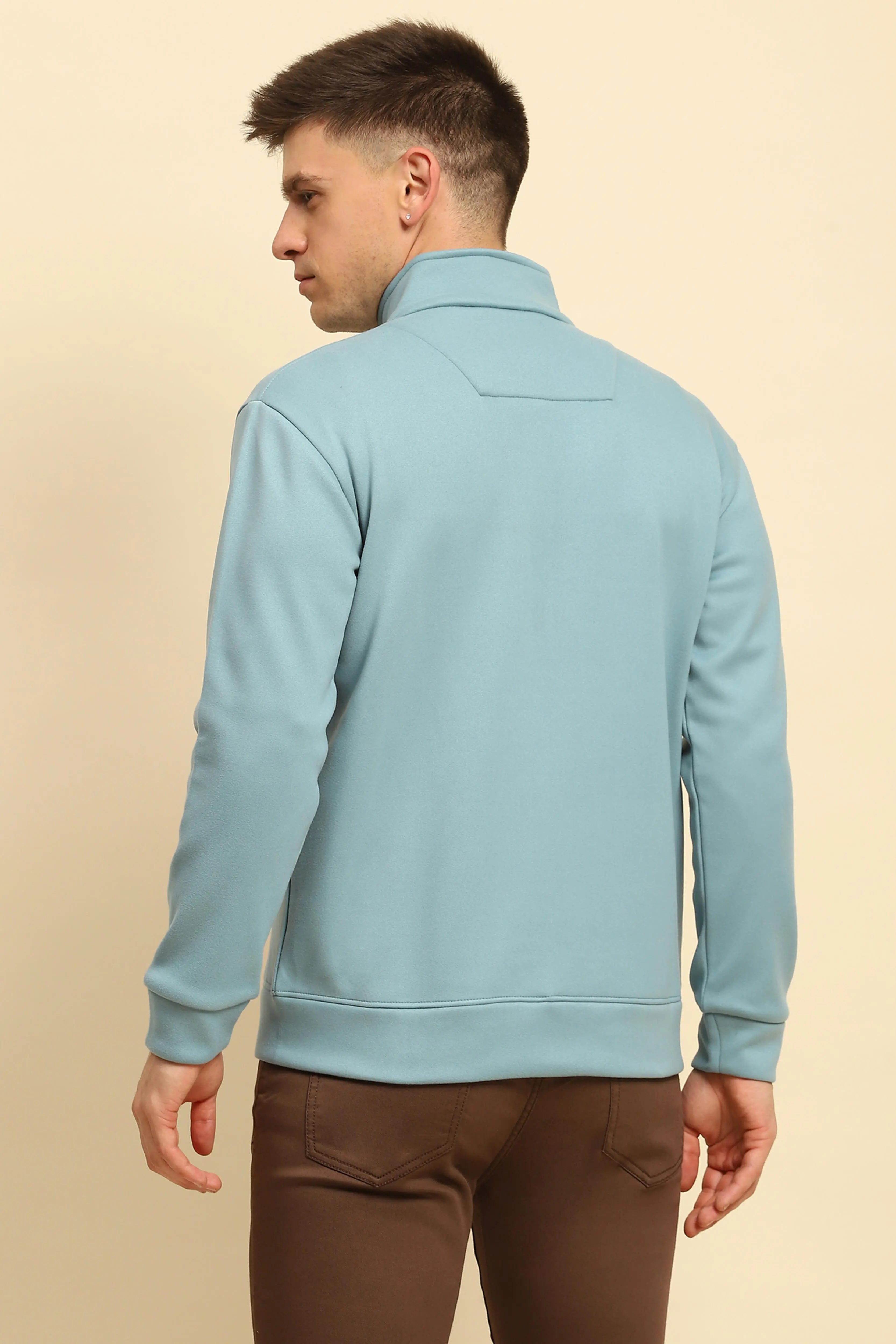 Blue Ploy Blend Solid Sweatshirt - Global Republic
