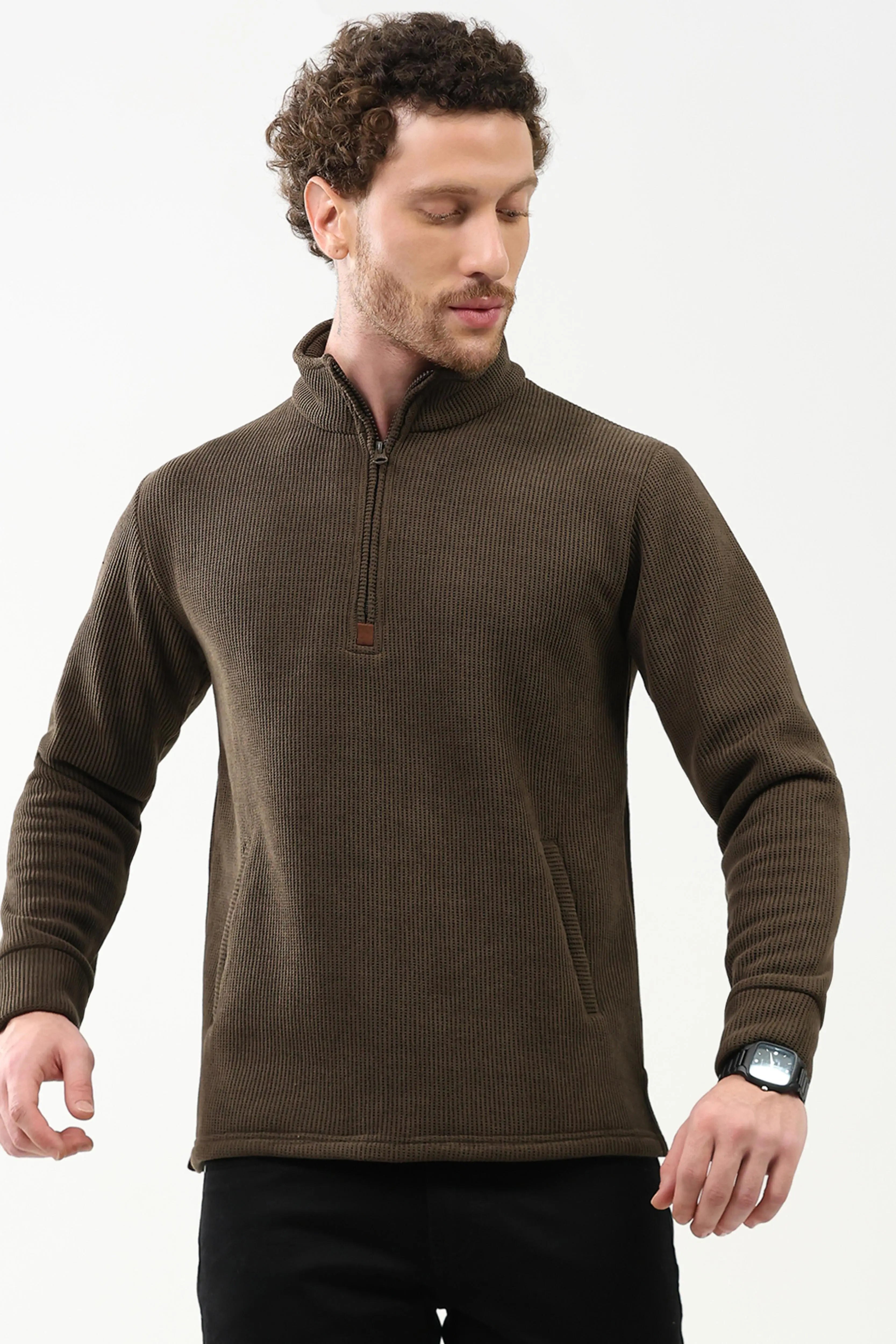 Wool-Blend Half-Zip Sweatshirt