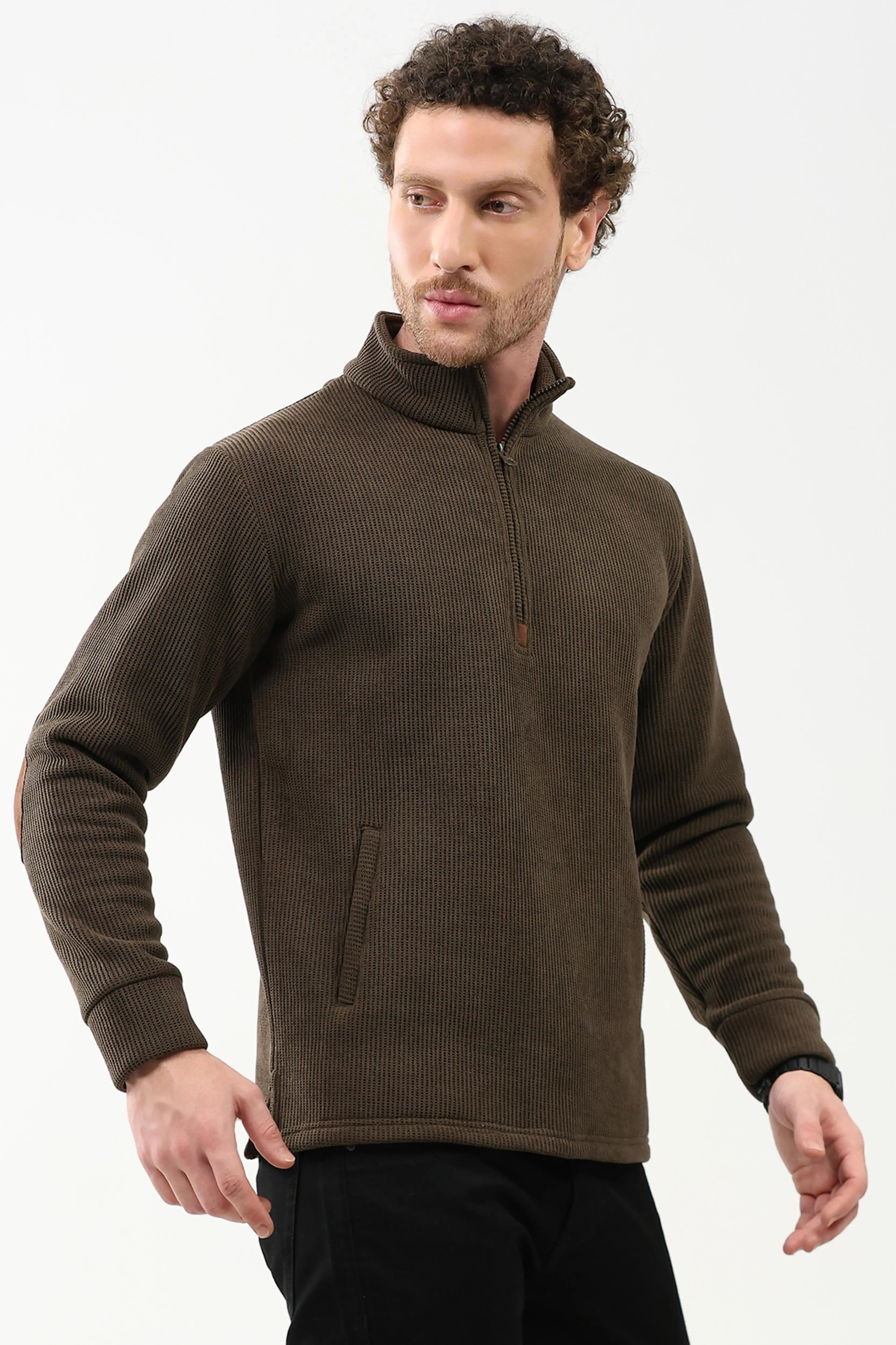 Wool-Blend Half-Zip Sweatshirt