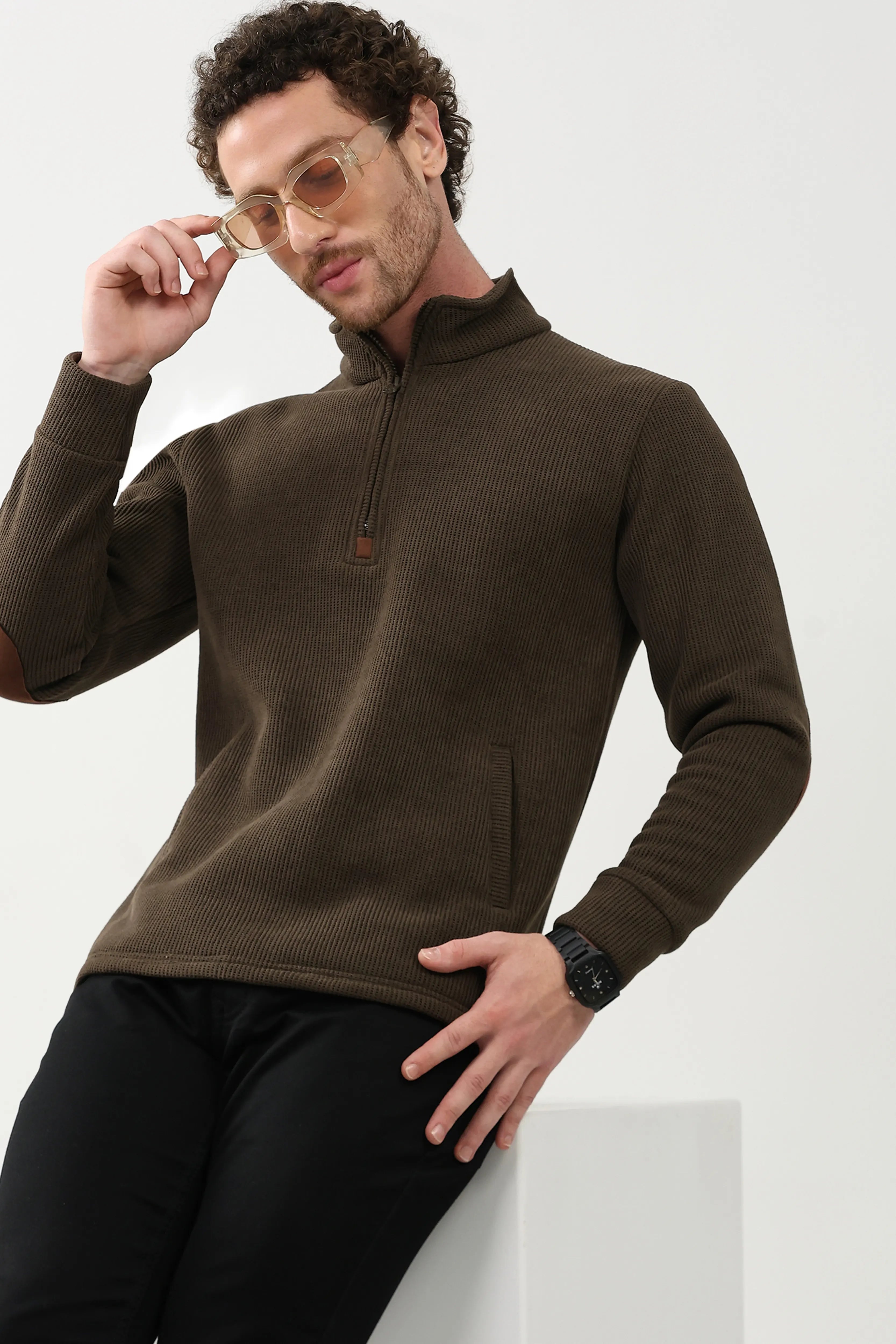 Wool-Blend Half-Zip Sweatshirt