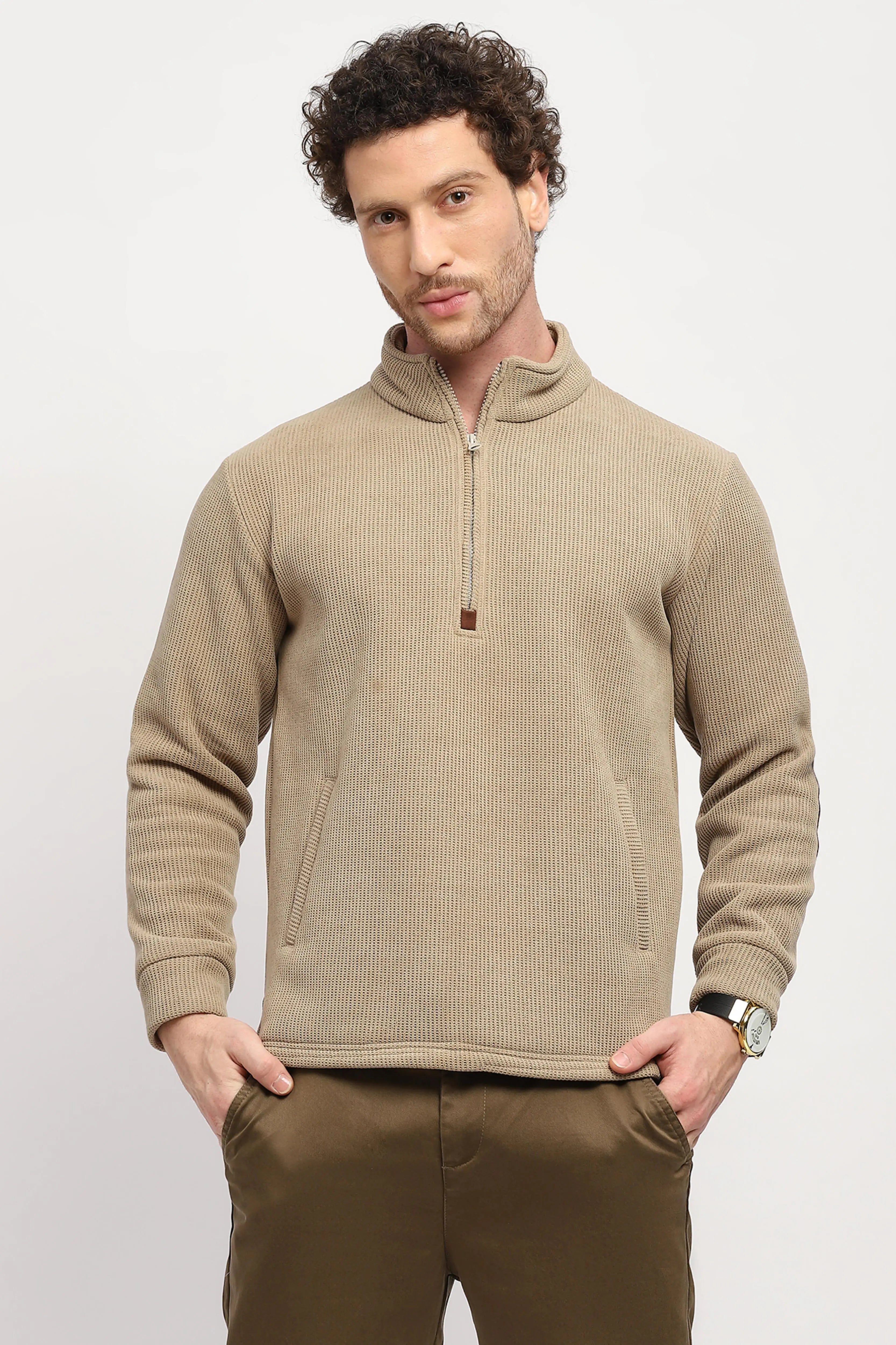 Wool-Blend Half-Zip Sweatshirt