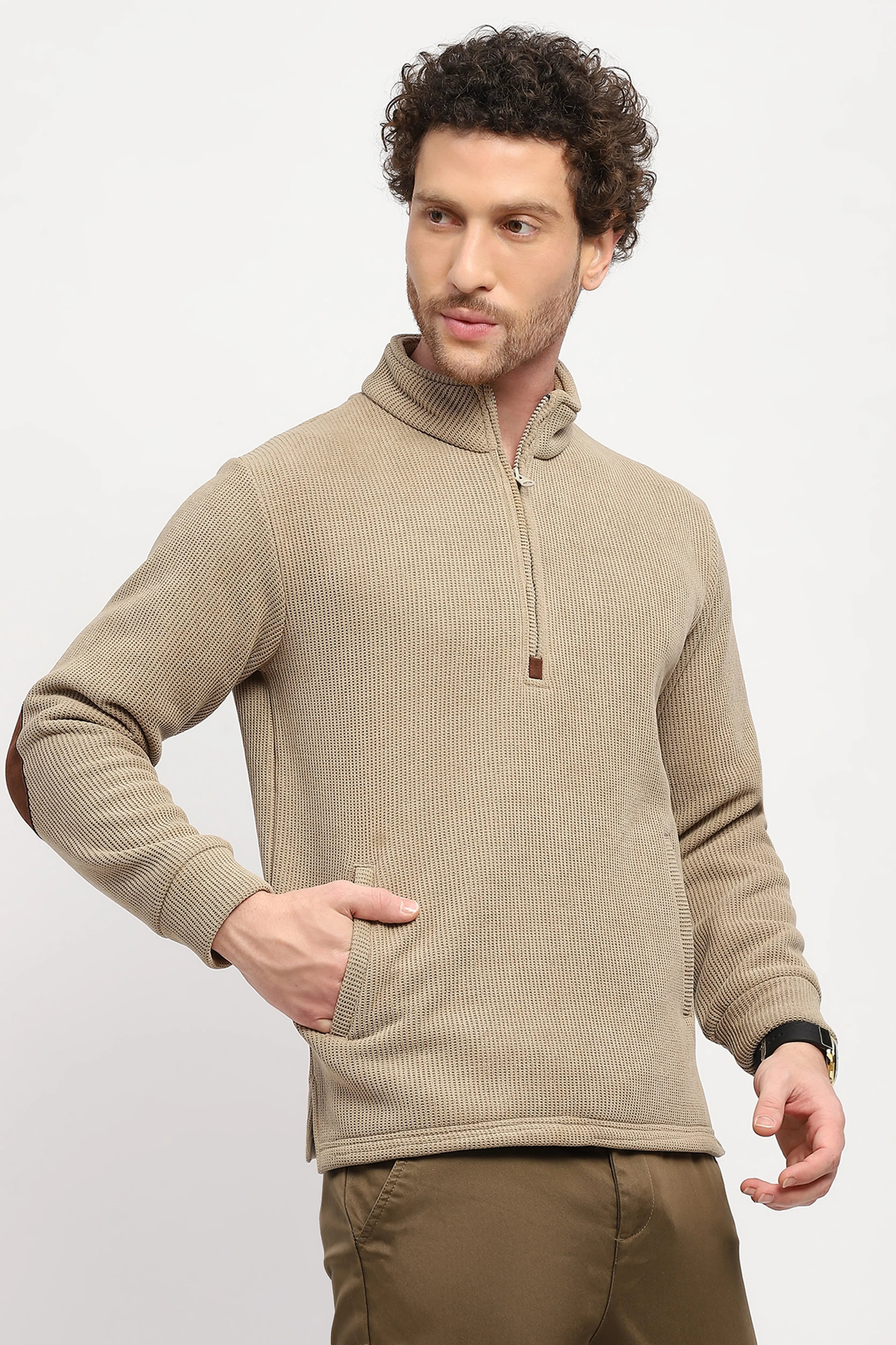 Wool-Blend Half-Zip Sweatshirt