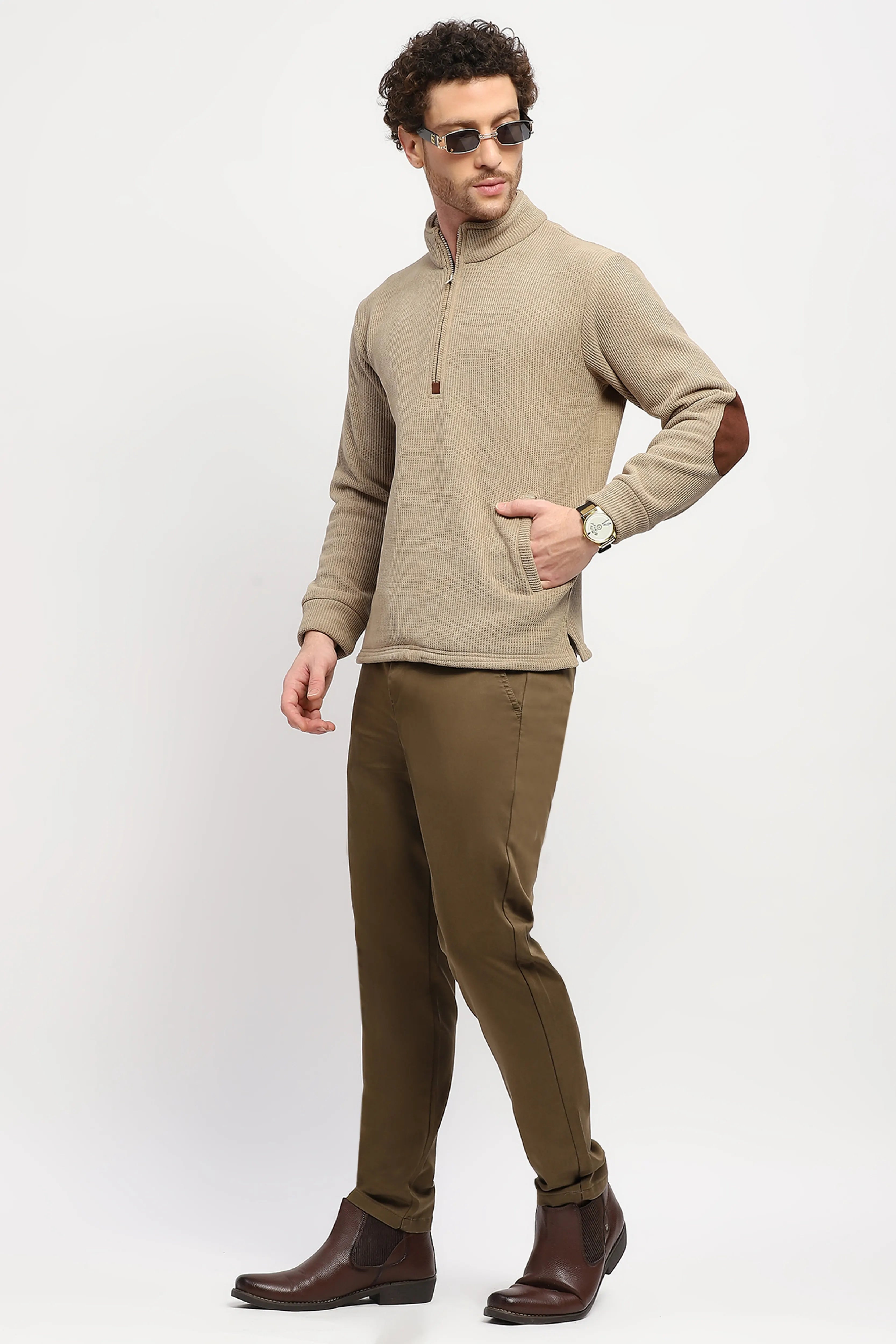 Wool-Blend Half-Zip Sweatshirt