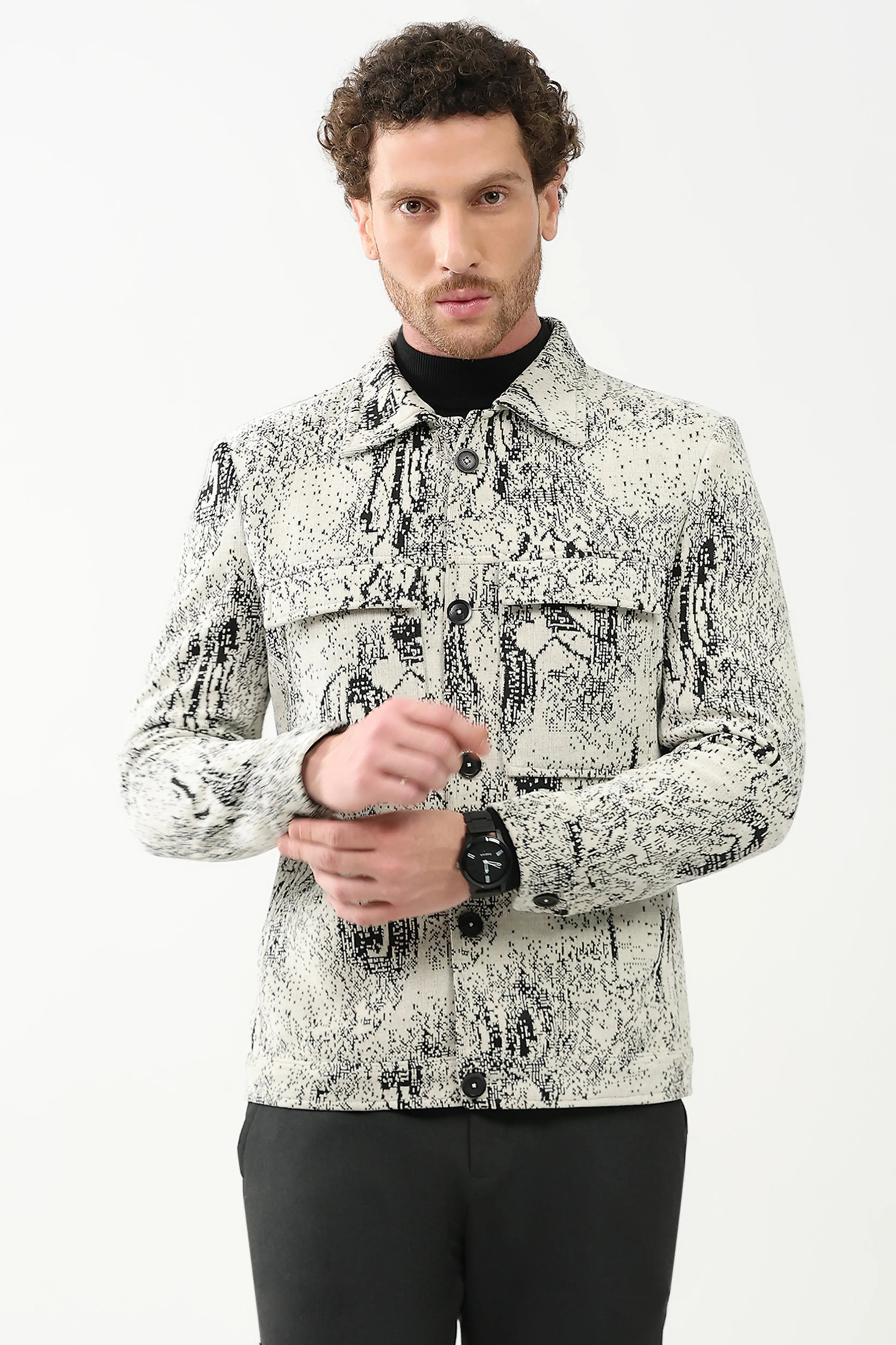 Textured Suede-Blend Winter Jacket
