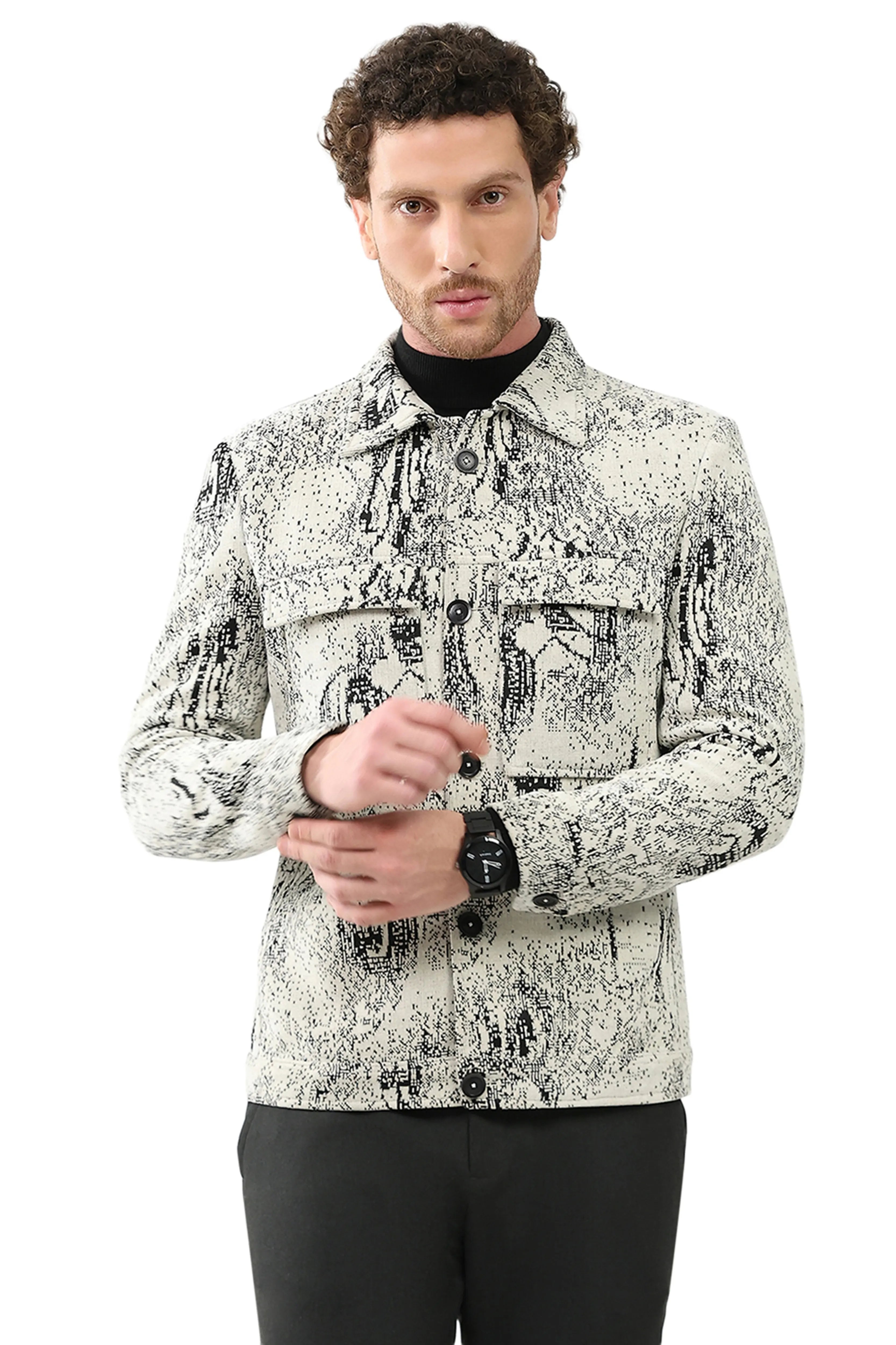 Textured Suede-Blend Winter Jacket