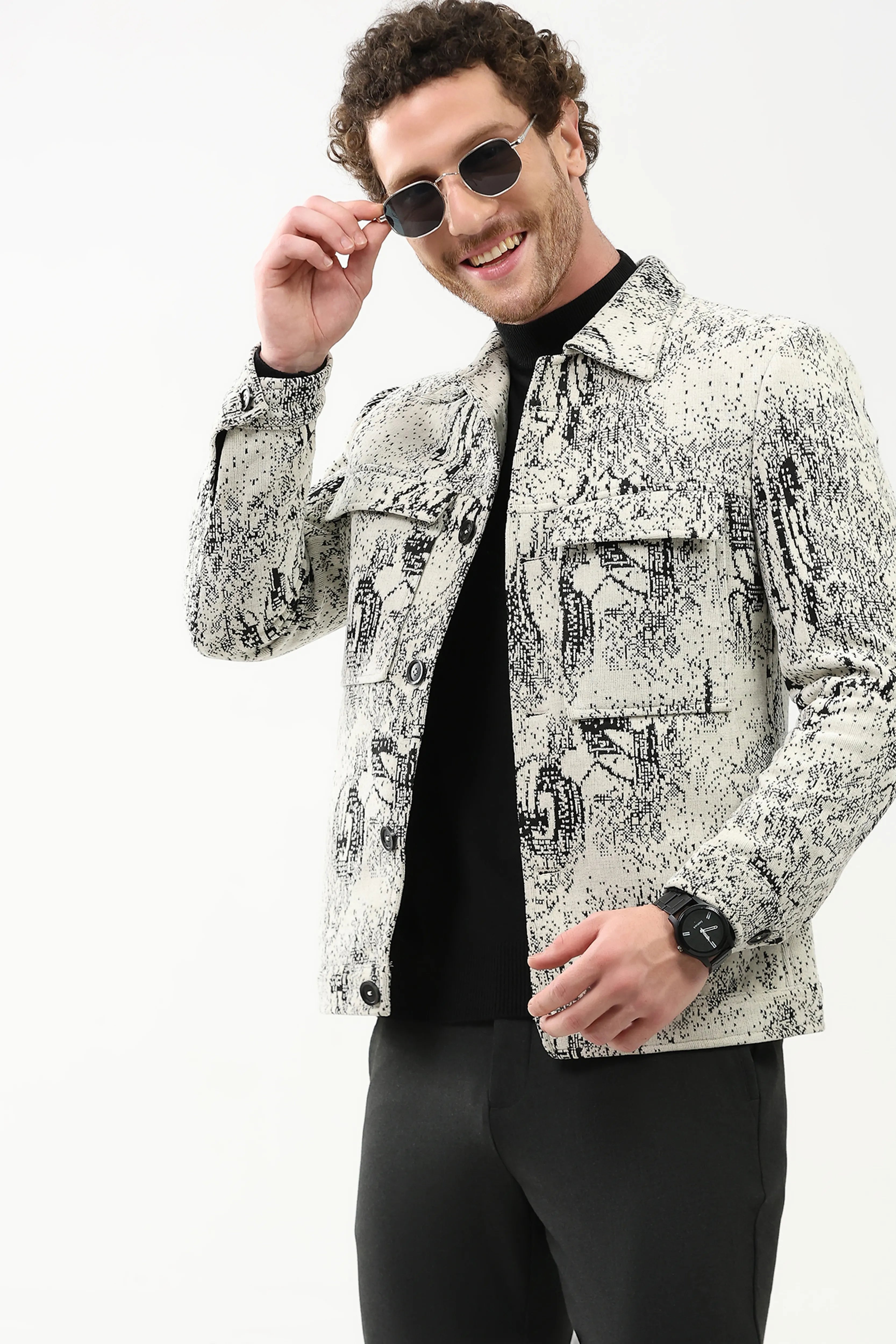 Textured Suede-Blend Winter Jacket