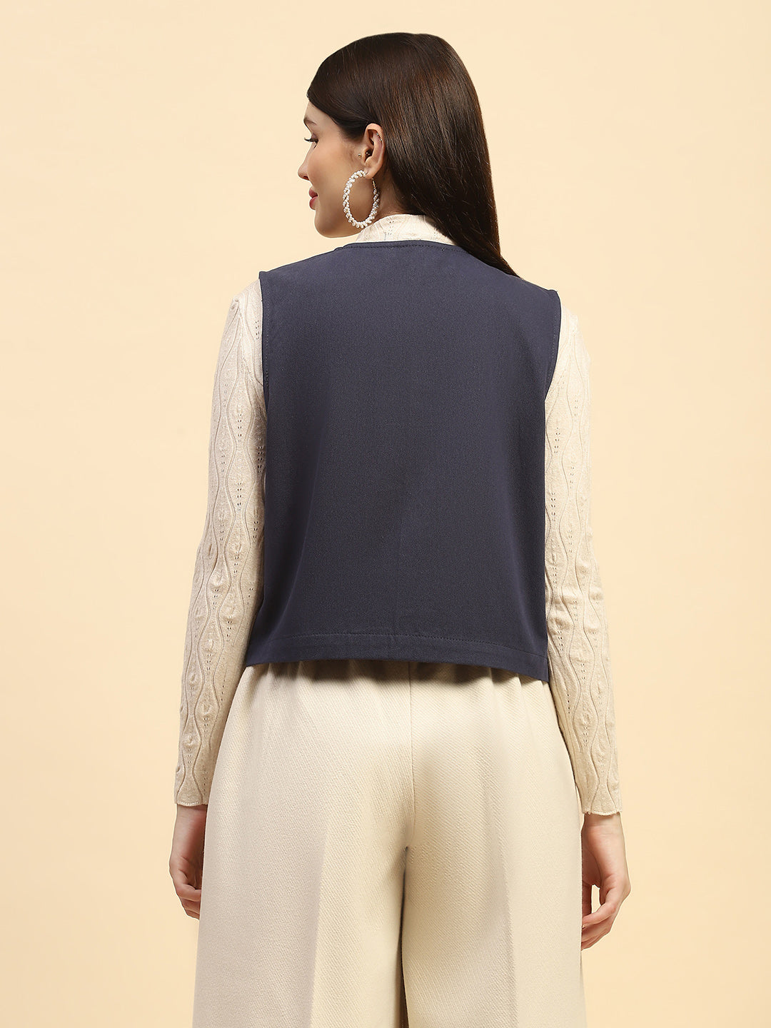 Blue Embroidered Cotton Waist Coat - Global Republic