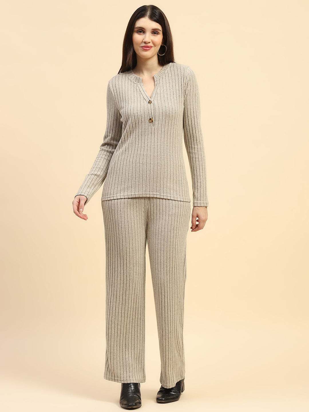 Solid  Slim Fit Night Suit - Global Republic