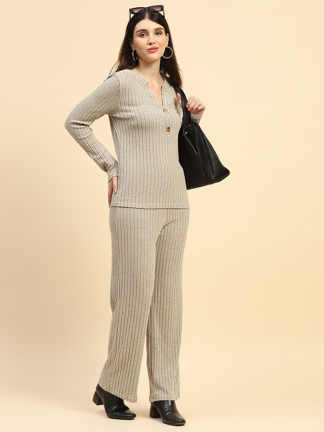 Solid  Slim Fit Night Suit - Global Republic