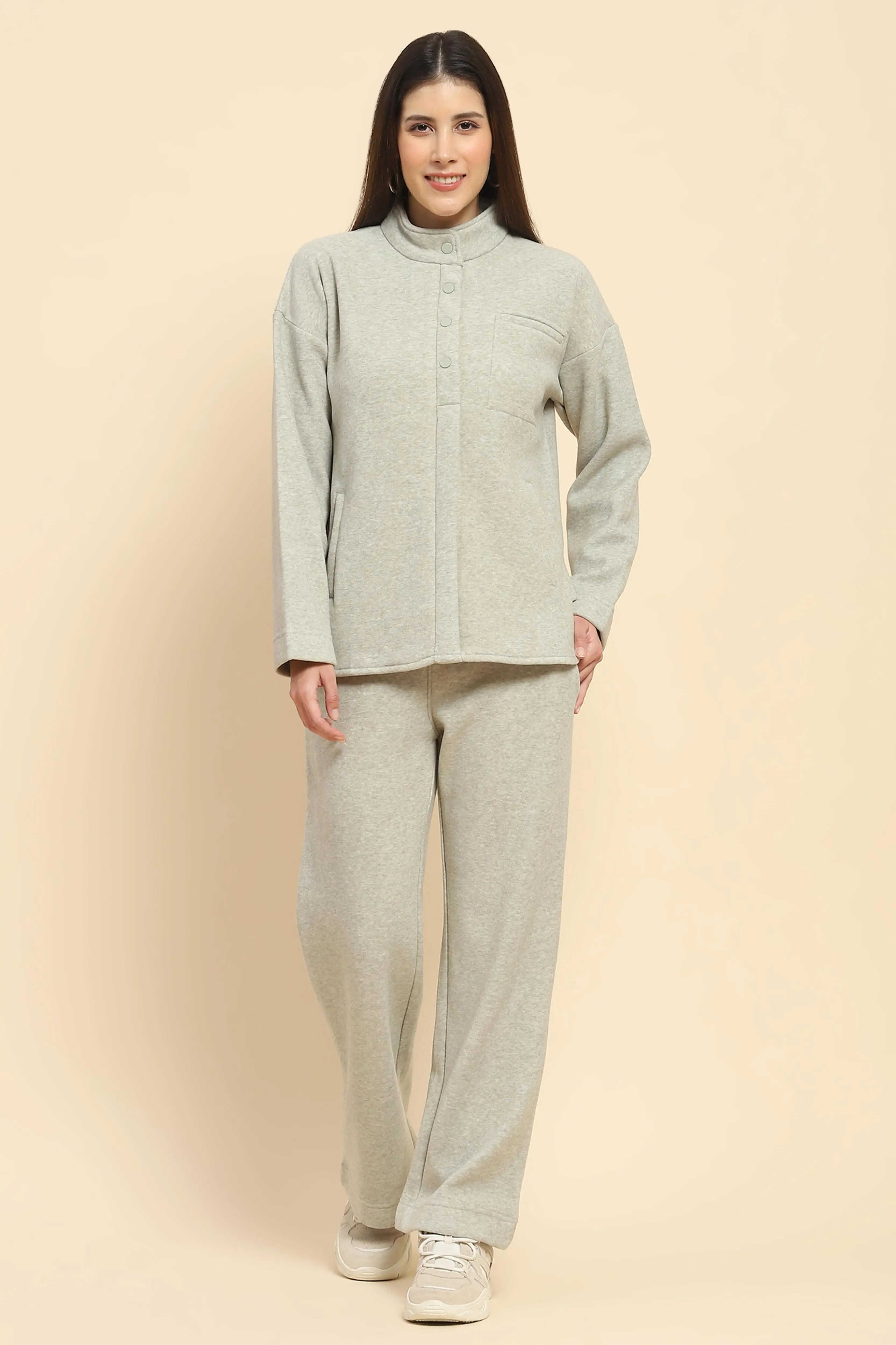 Pista Solid Relaxed Winter Nightsuit - Global Republic