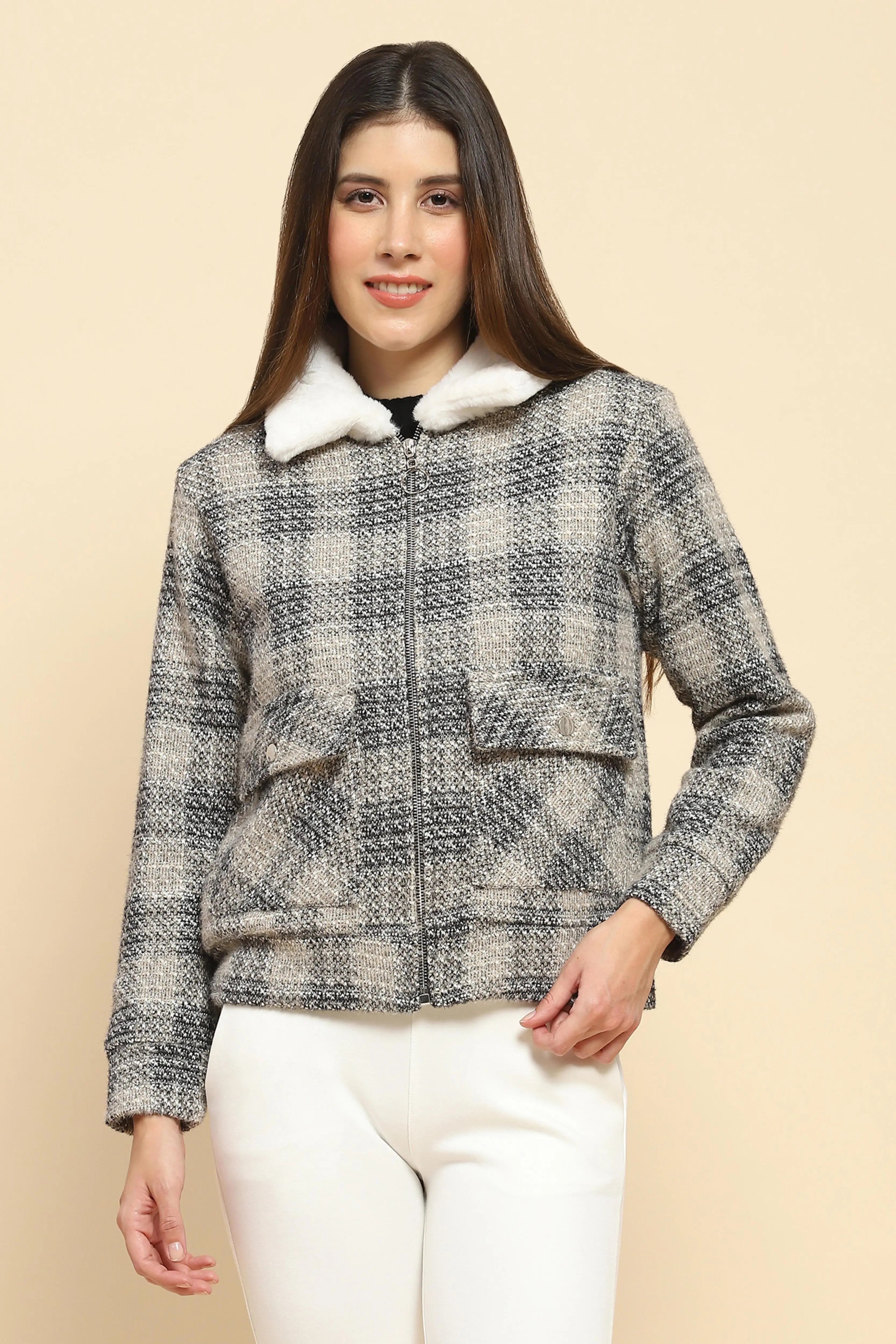 Black  Check Winter Shacket - Global Republic