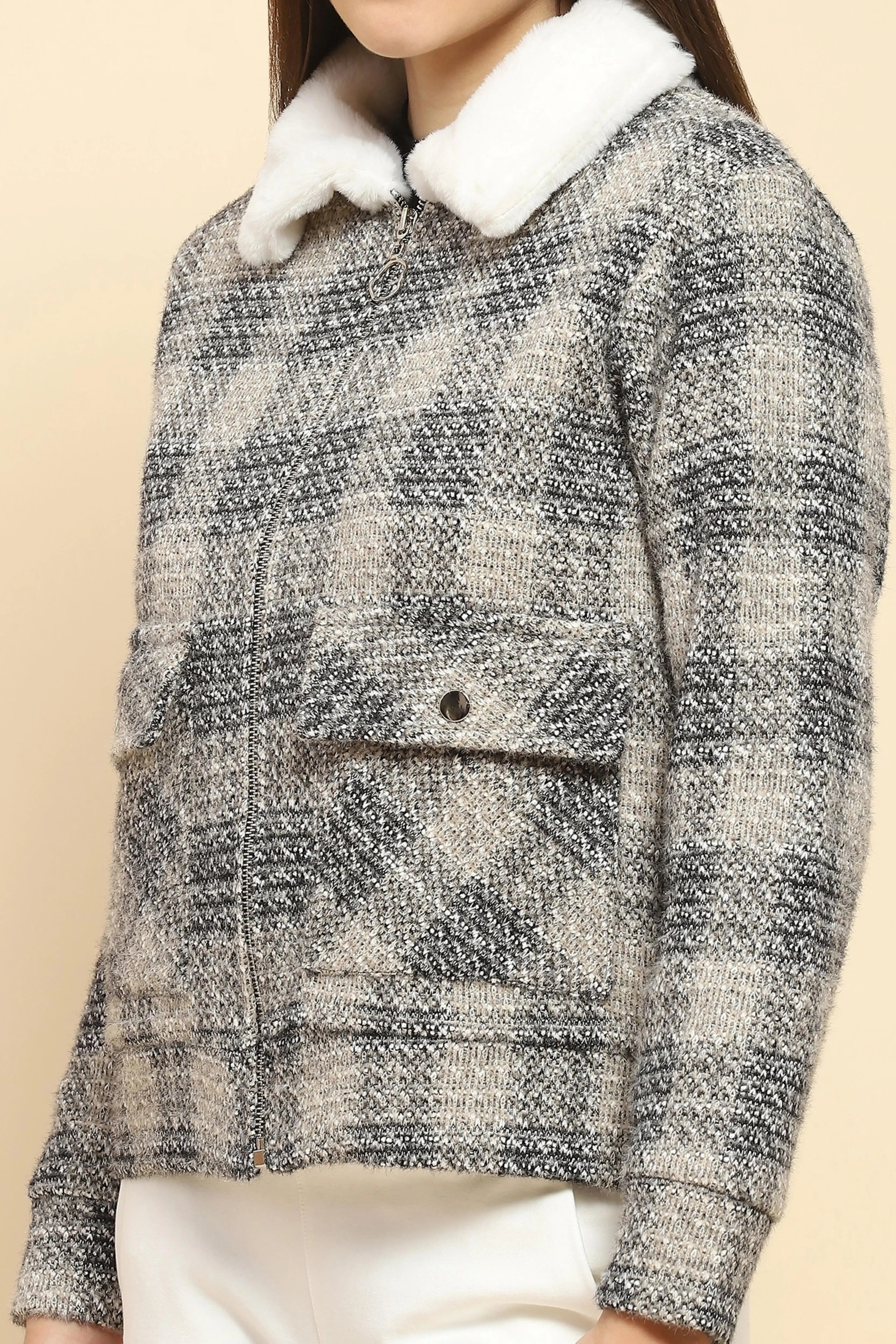 Black  Check Winter Shacket - Global Republic