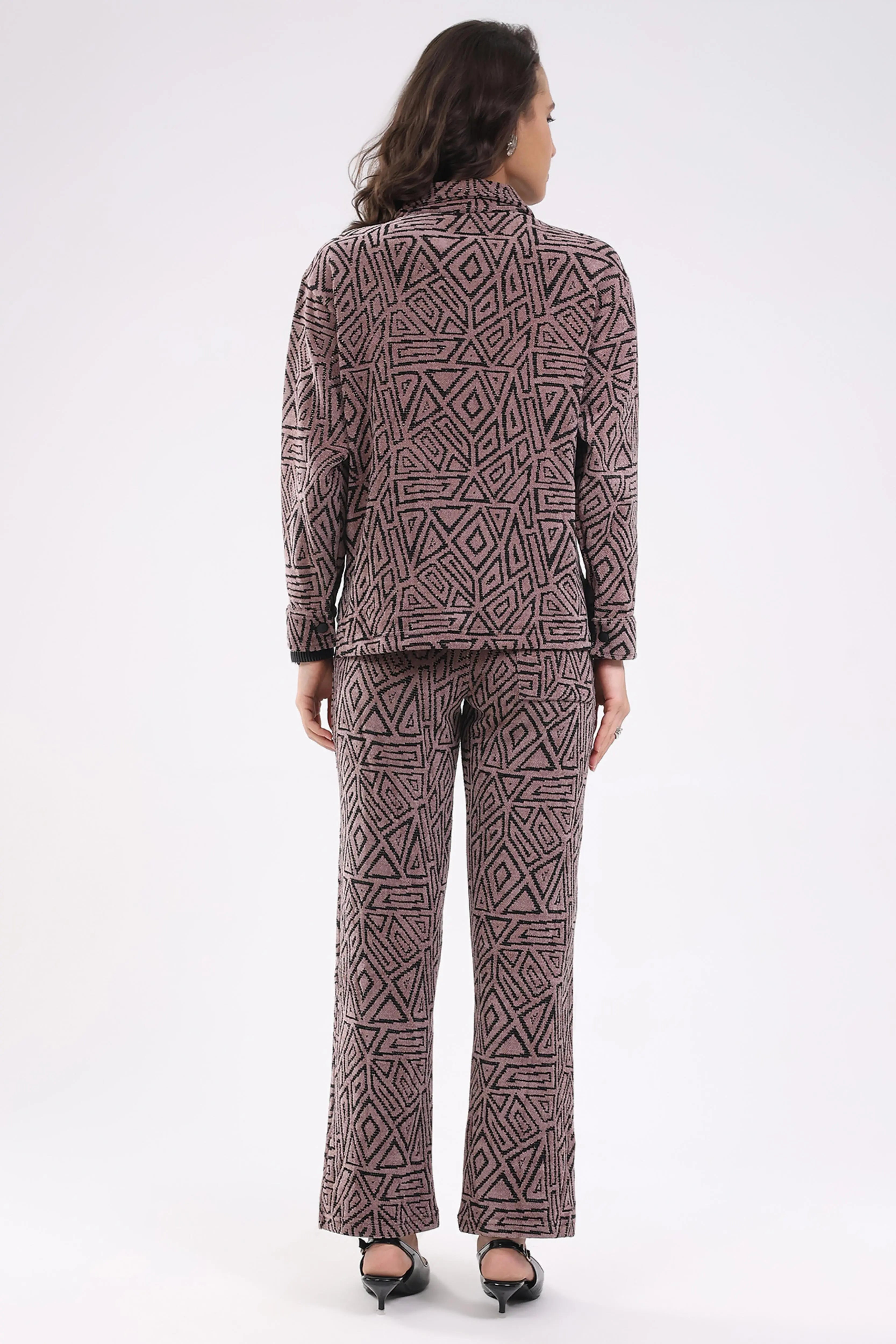 Mauve Wool Blend Winter Co-ord Set - Global Republic