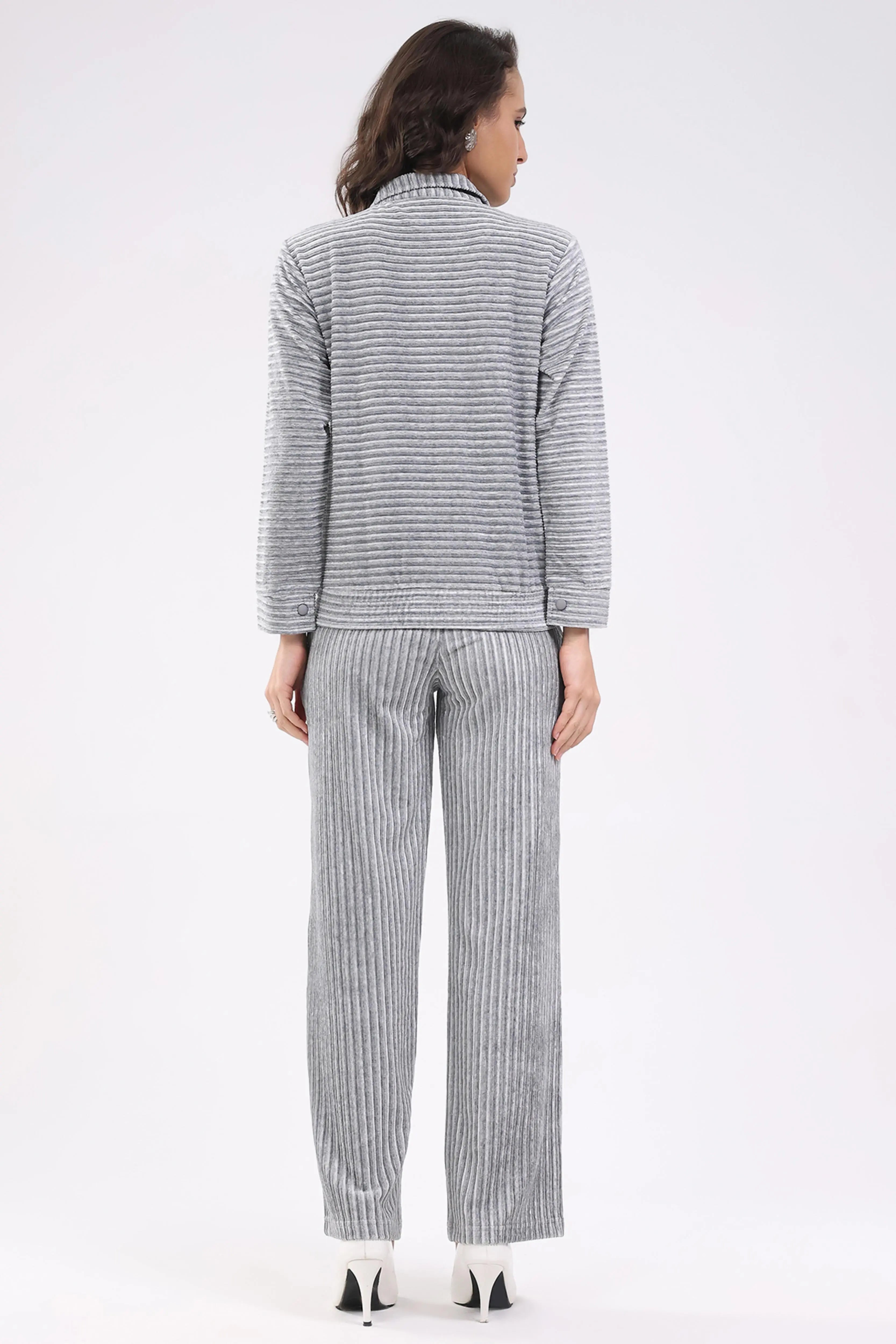 Grey Striped Winter Co-ord Set - Global Republic