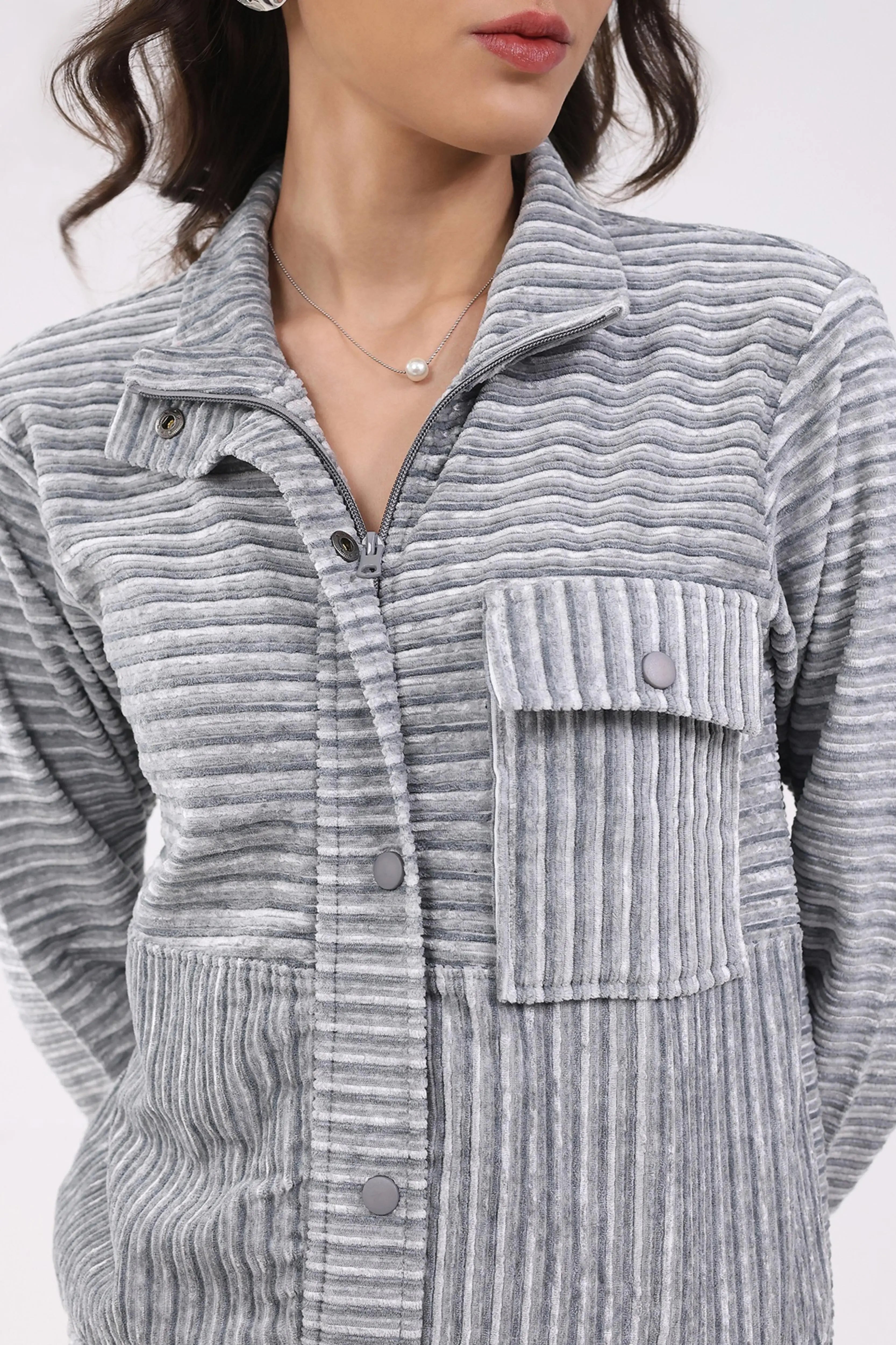 Grey Striped Winter Co-ord Set - Global Republic