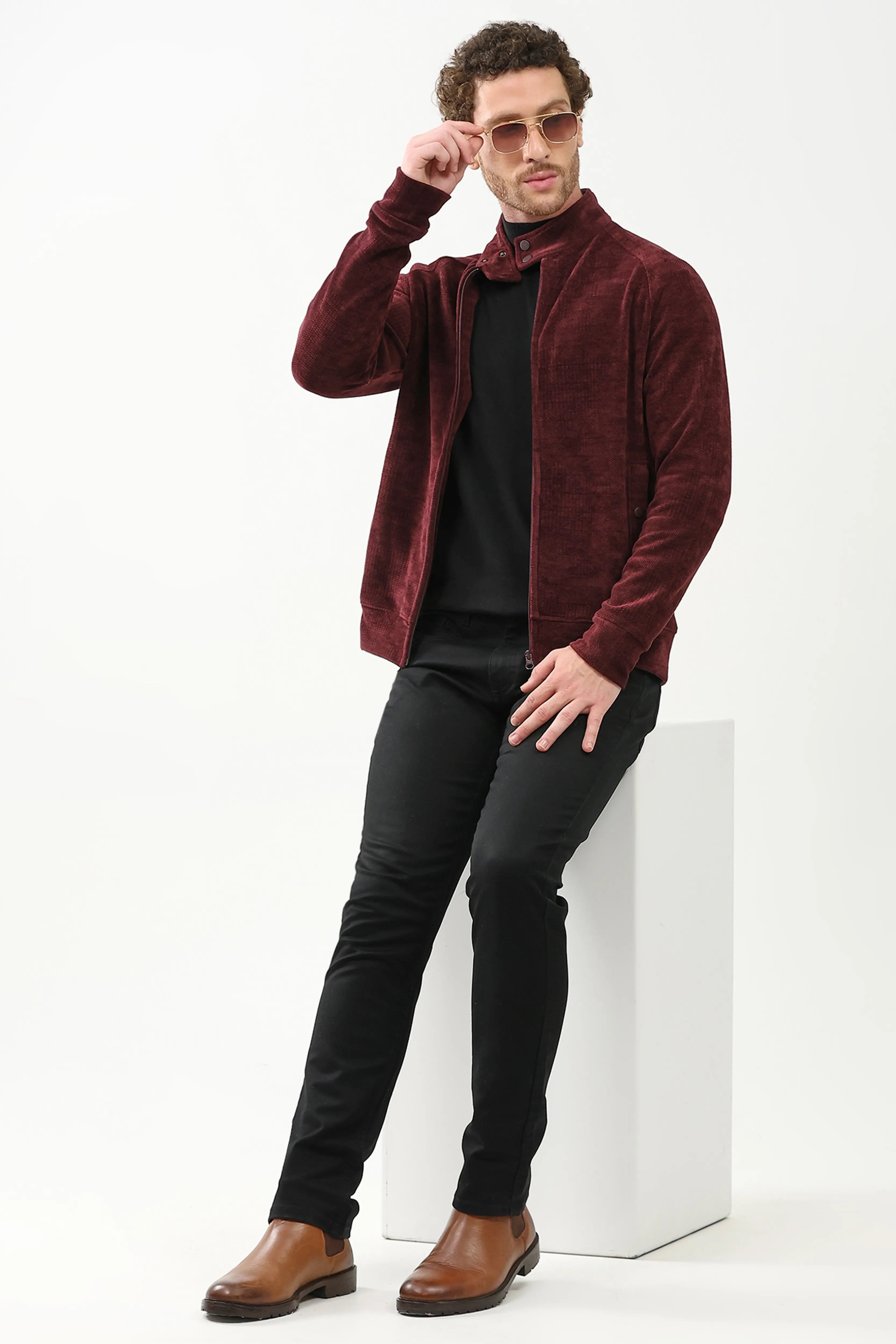 Wool-Blend Raglan Sleeve Jacket