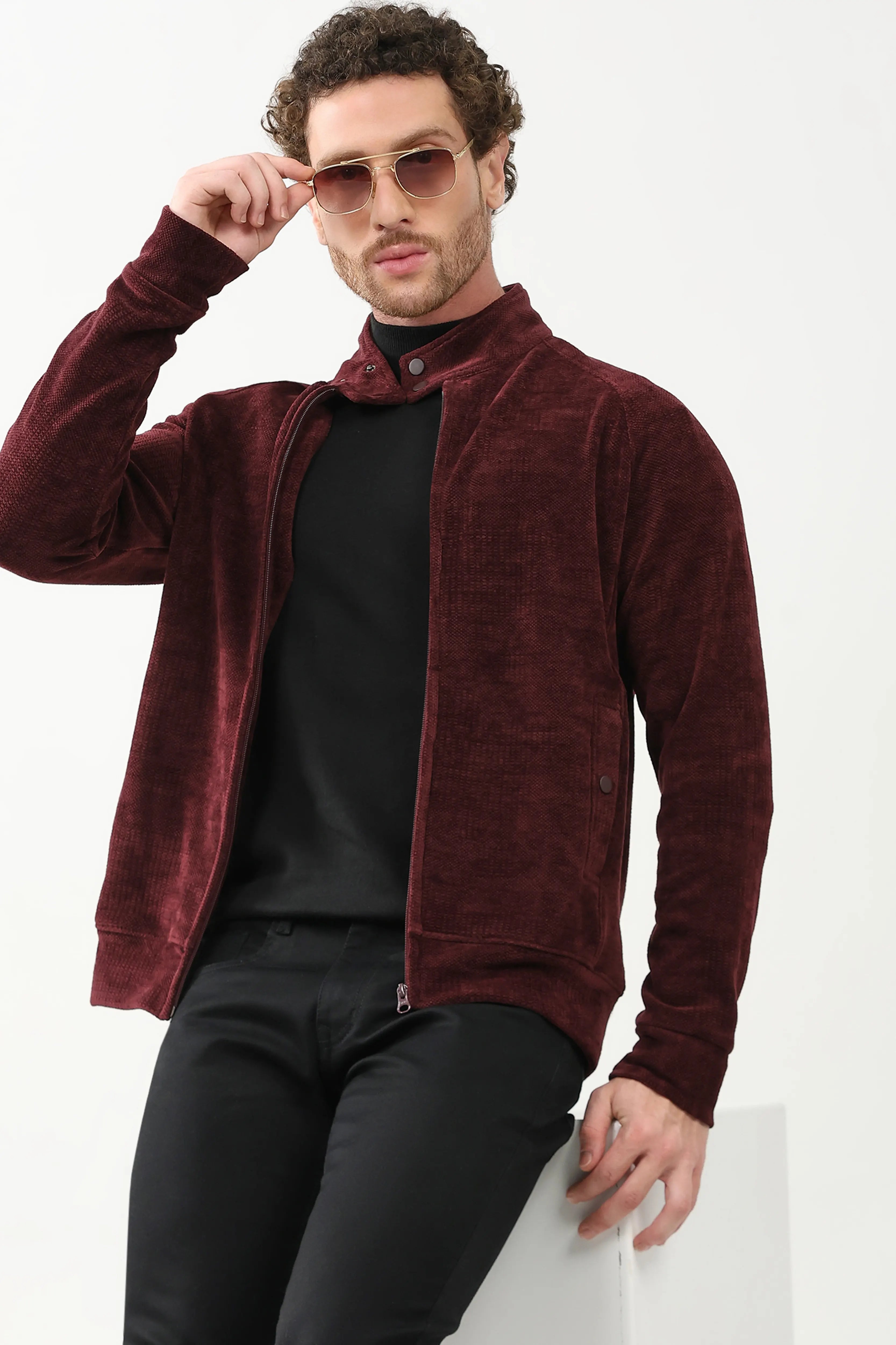Wool-Blend Raglan Sleeve Jacket