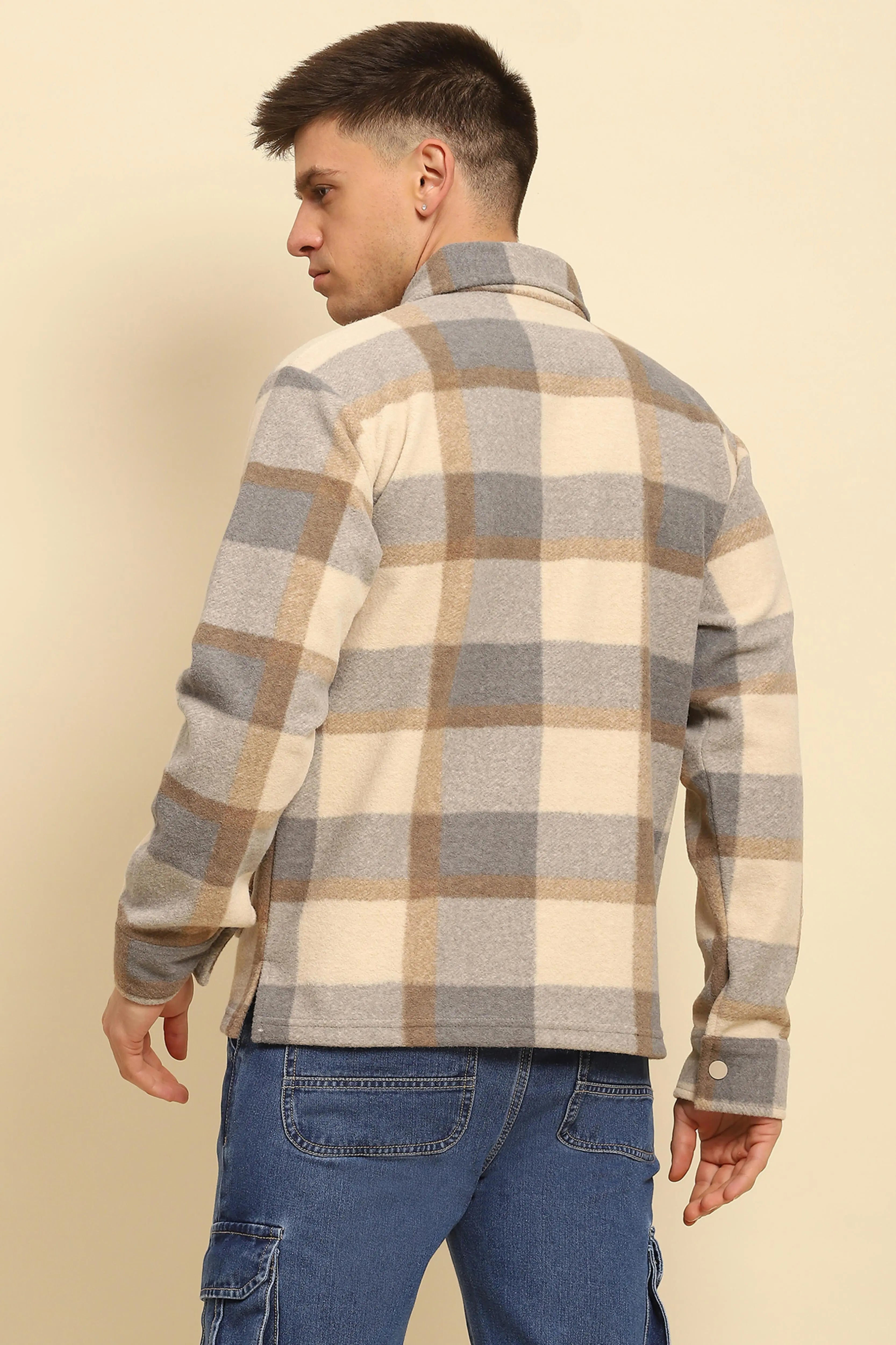Fawn Checkered Relaxed Fit Shacket - Global Republic