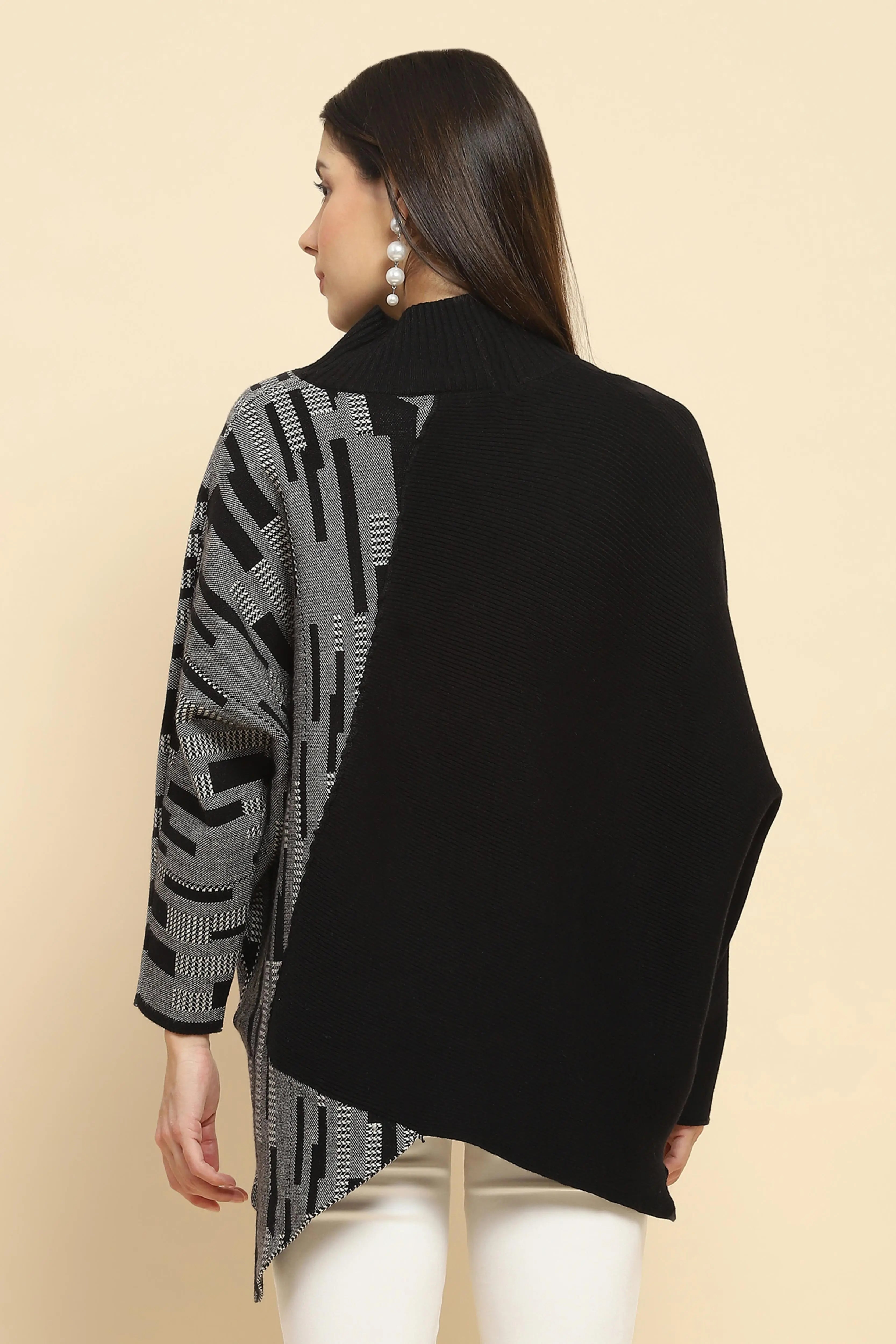Wool Blend Loose Fit Black Pullover - Global Republic
