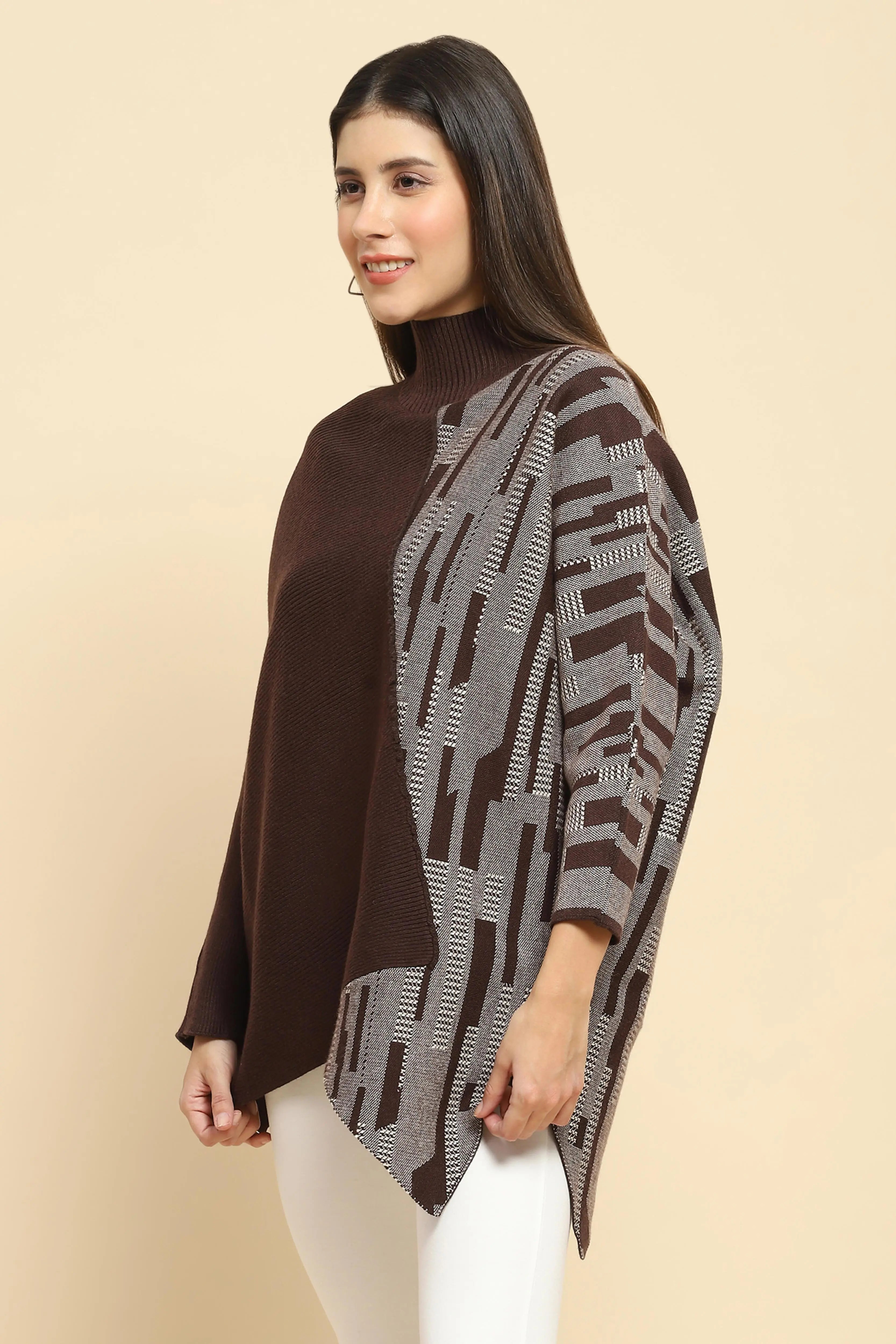 Brown Wool Blend Loose Fit Pullover - Global Republic