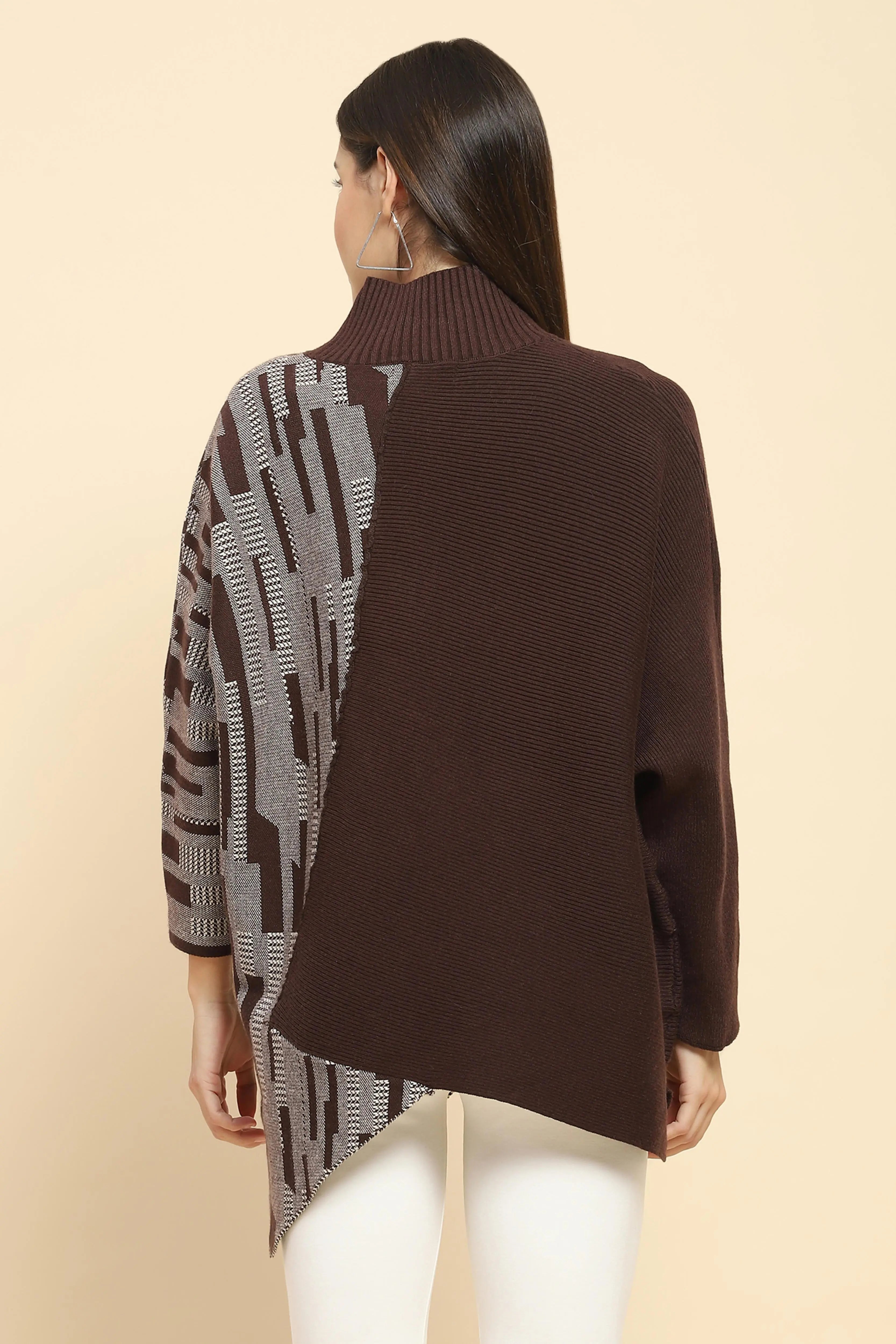 Brown Wool Blend Loose Fit Pullover - Global Republic