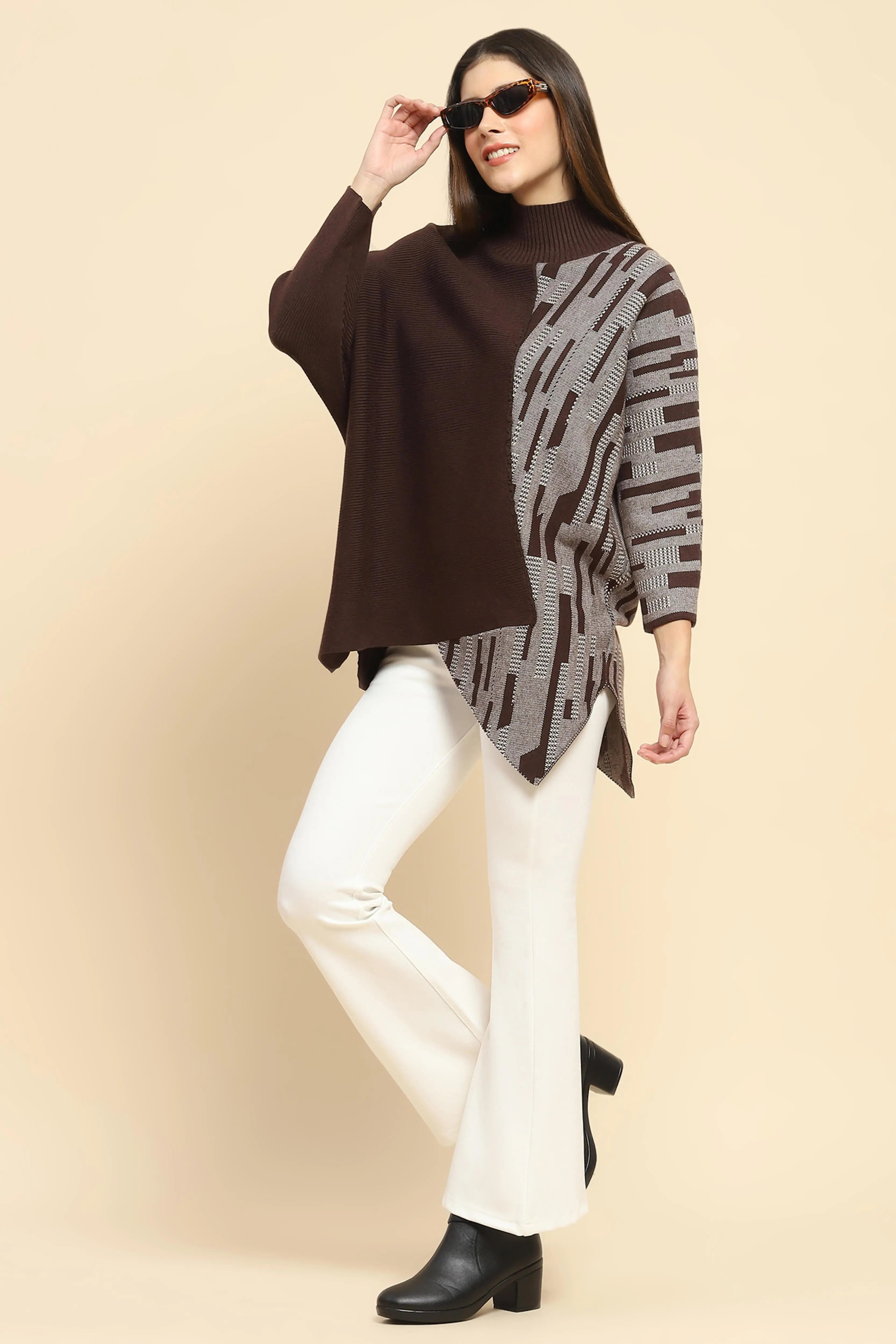 Brown Wool Blend Loose Fit Pullover - Global Republic