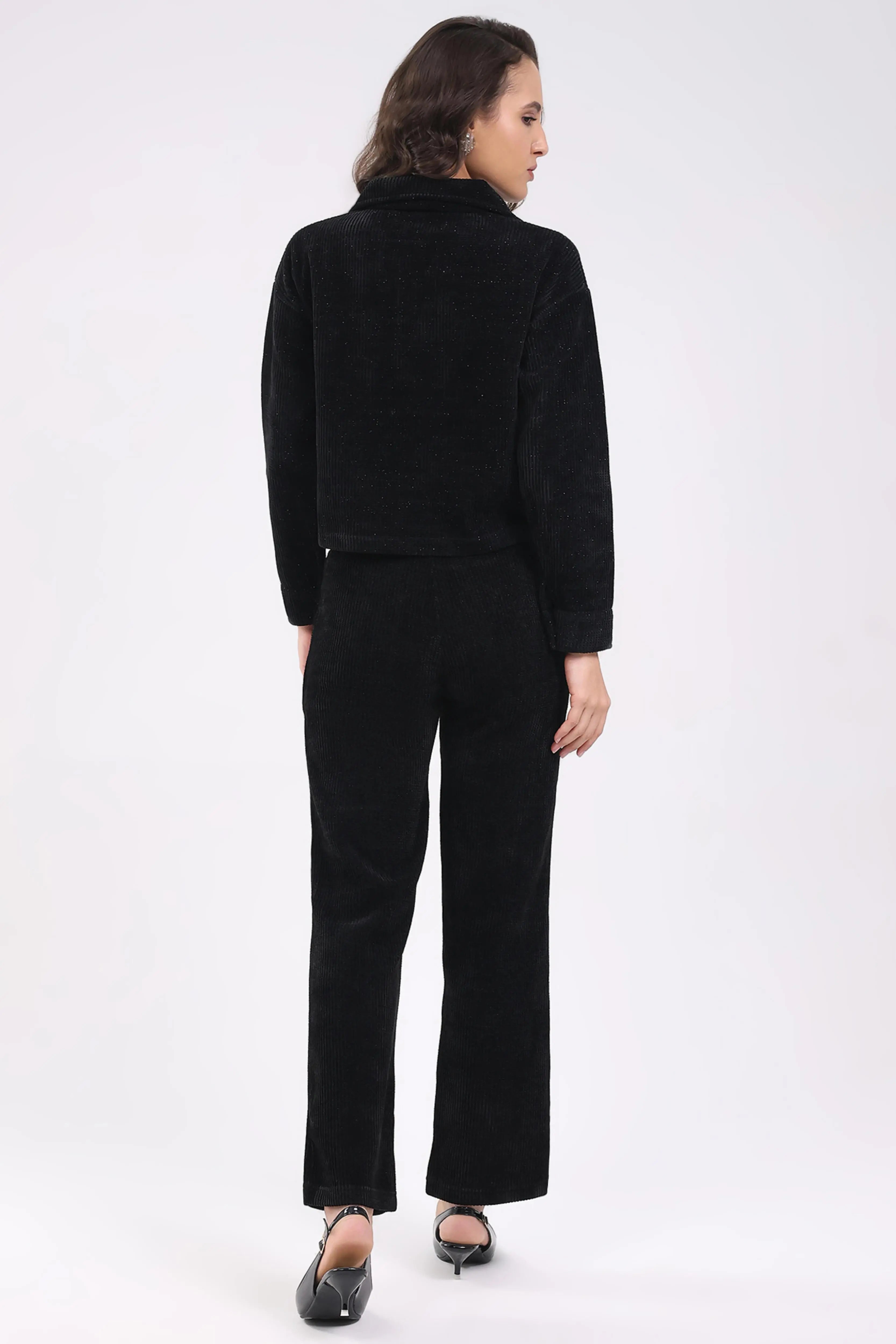 Black Textured Winter Co-ord Set - Global Republic