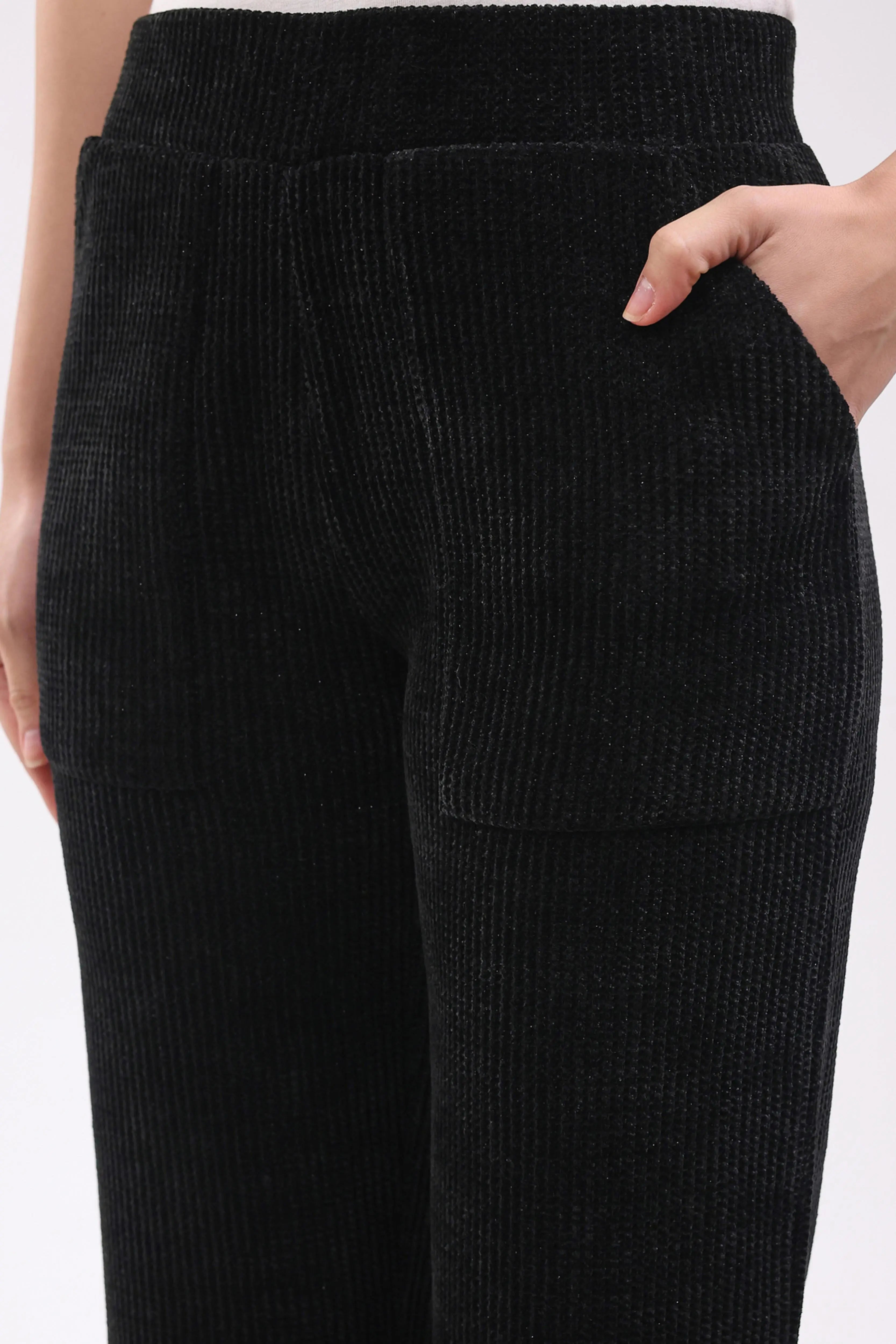 Black Textured Winter Co-ord Set - Global Republic