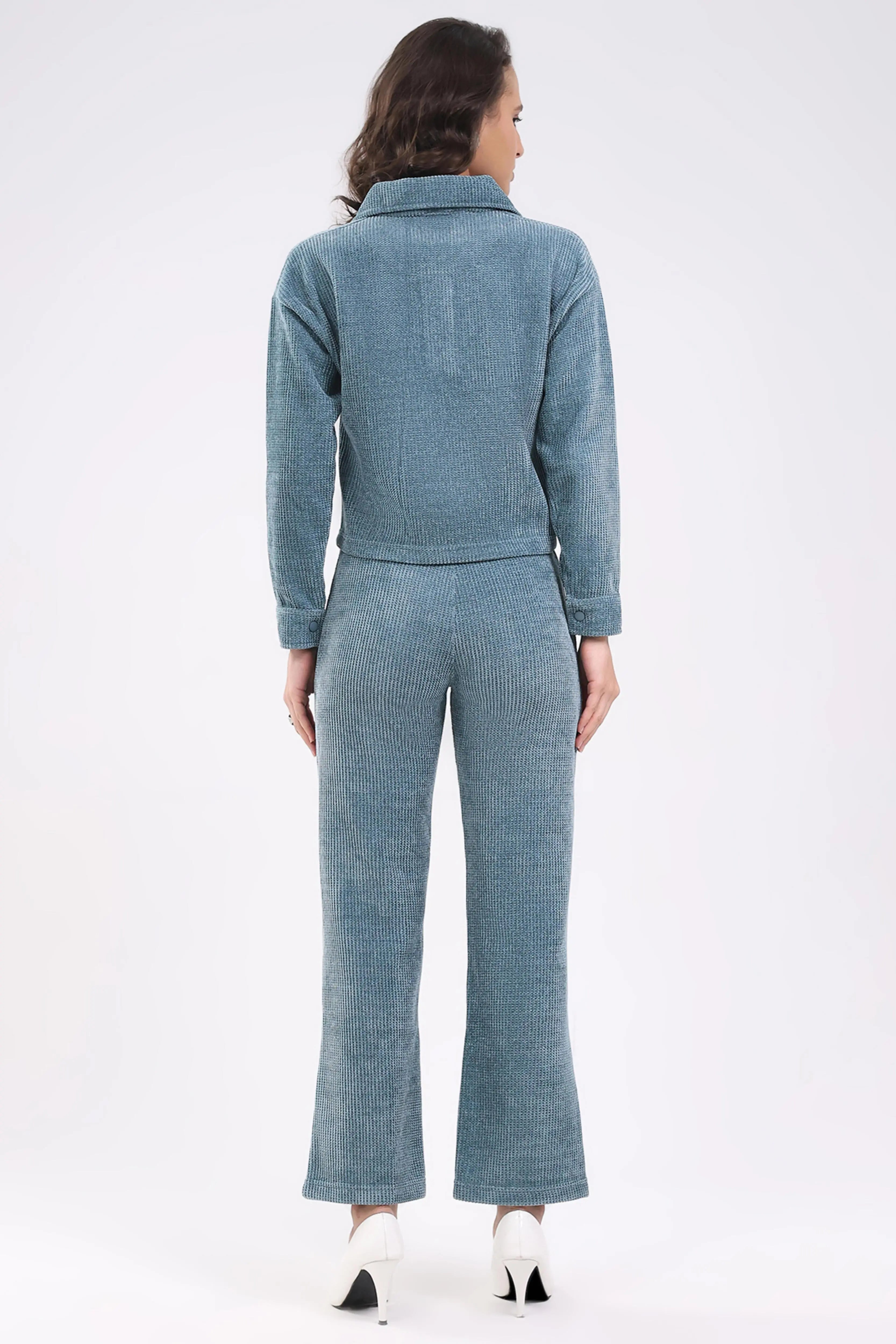 Blue Textured Winter Co-ord Set - Global Republic