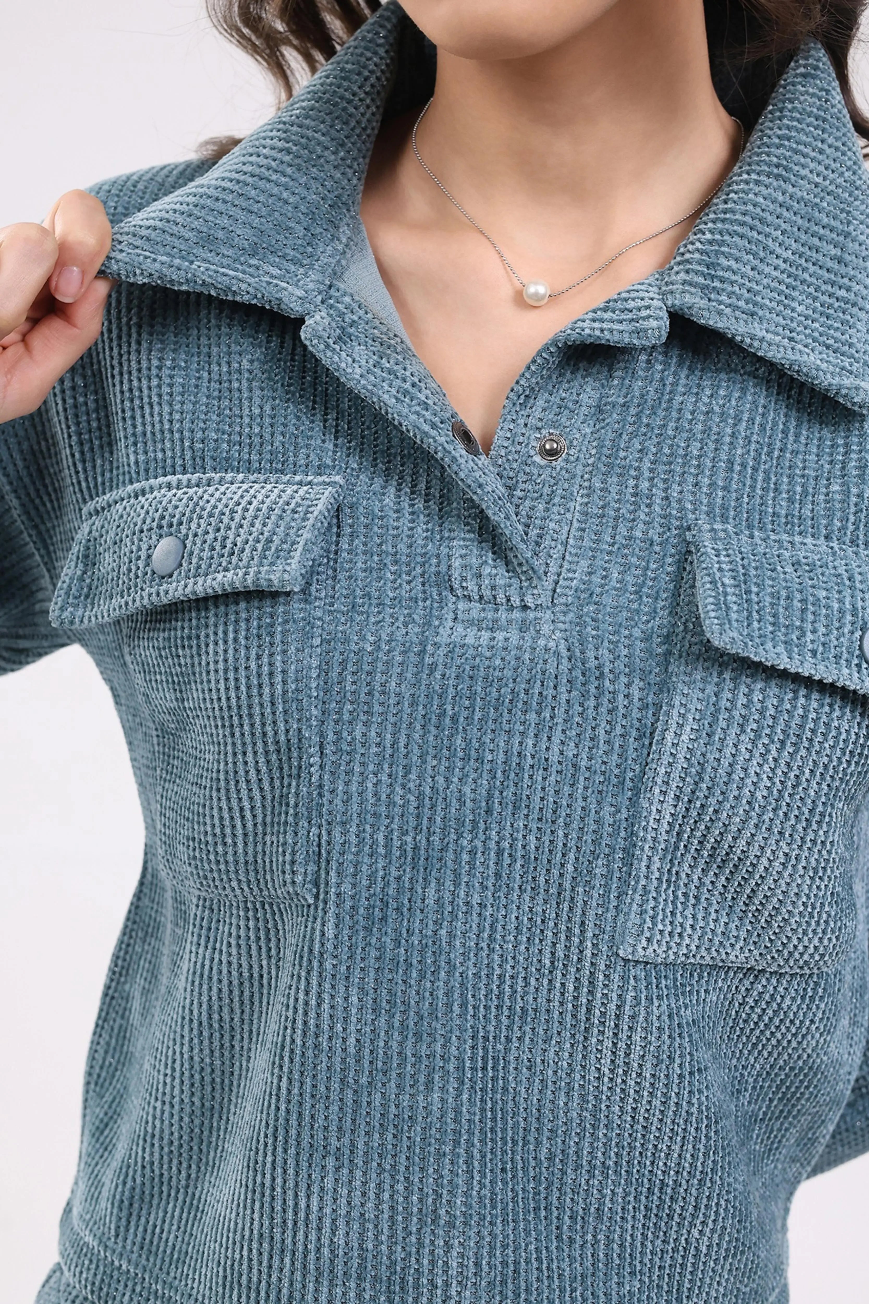 Blue Textured Winter Co-ord Set - Global Republic