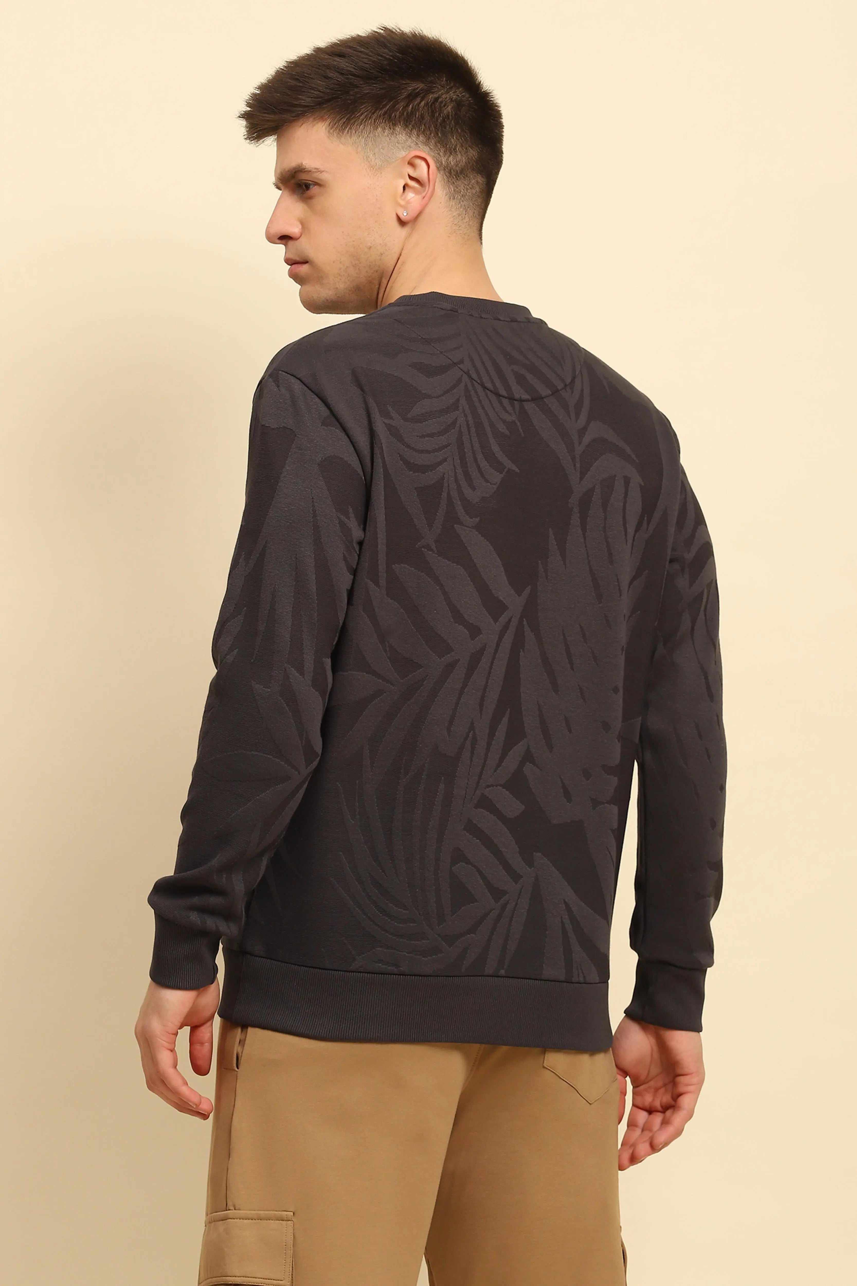 Grey  Textured Sweatshirt - Global Republic