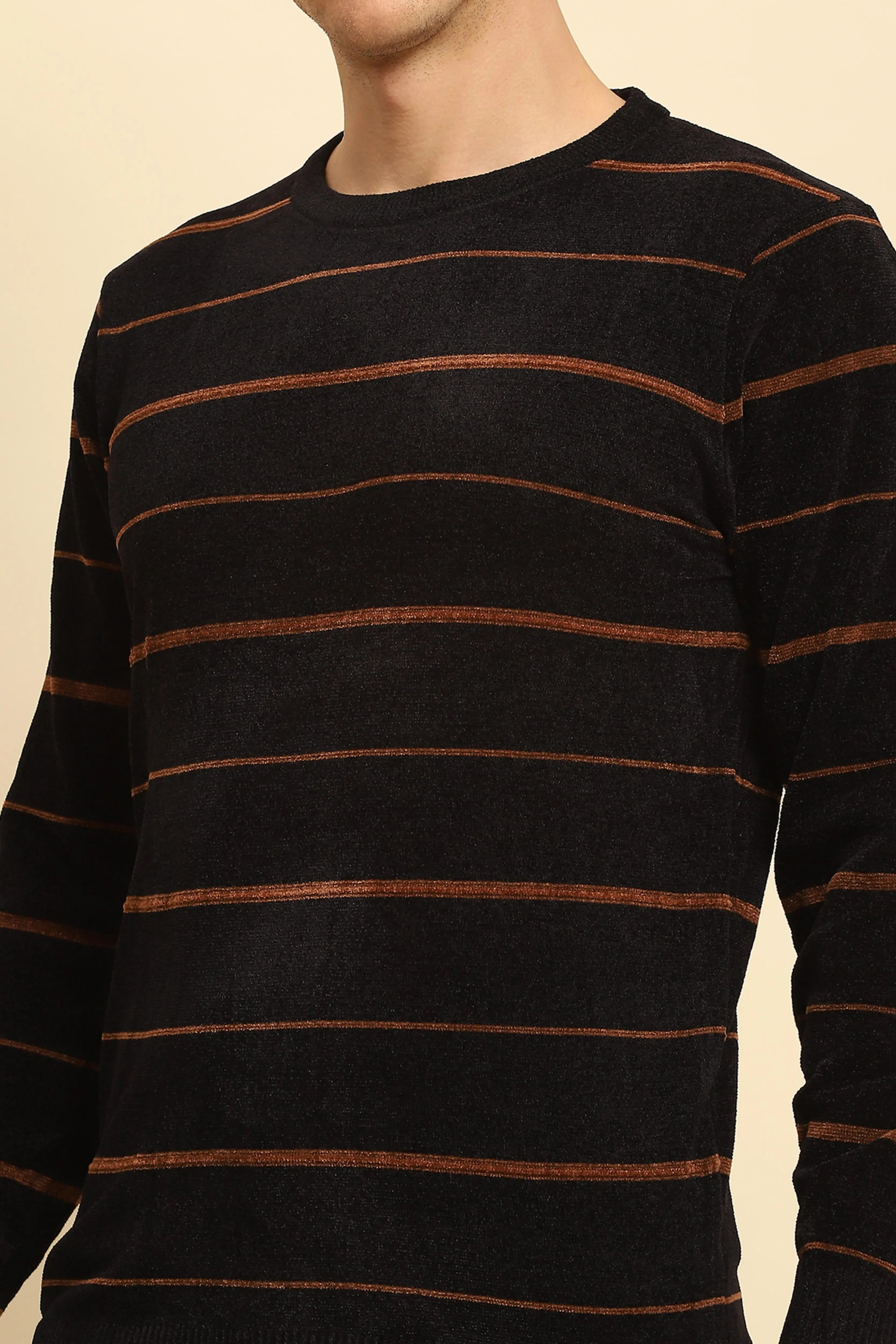 Black Velvet Striped Pullover - Global Republic
