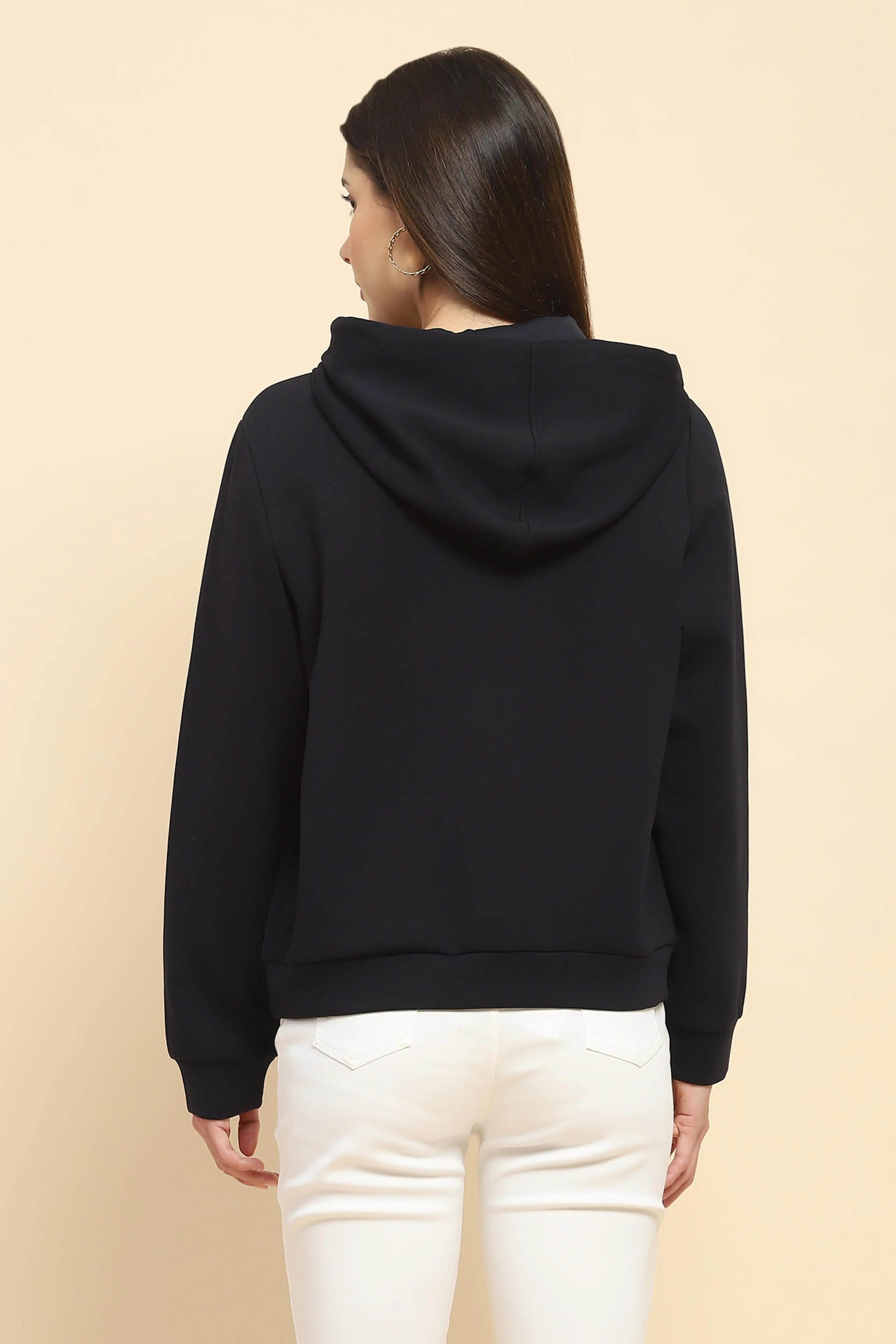 Navy  Embroidered Hood Sweatshirt - Global Republic